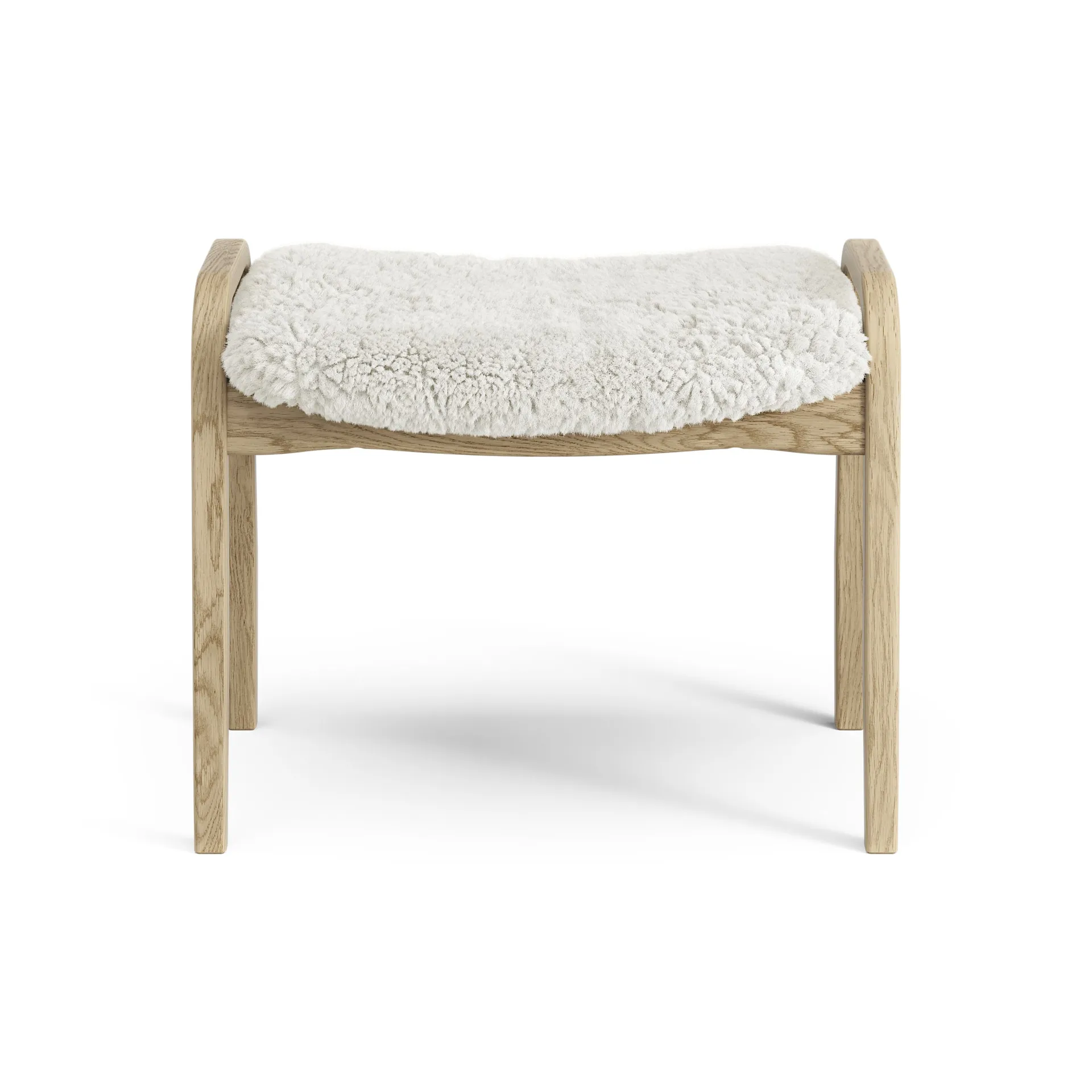 Lamini children's foot stool laquered oak/sheep skin, Off white (white) Swedese