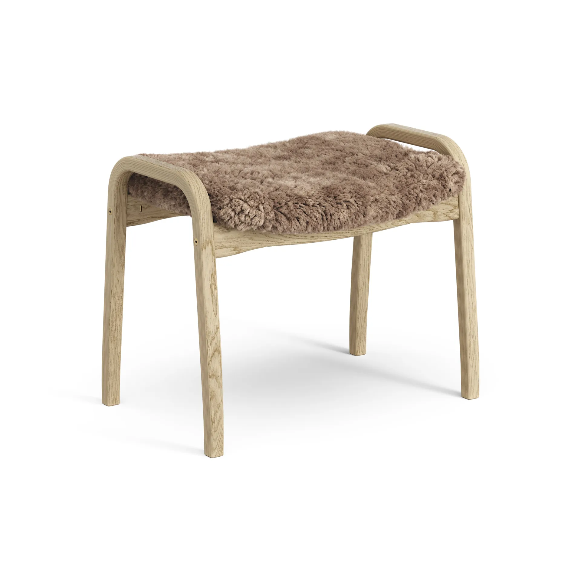 Lamini children's foot stool laquered oak/sheep skin, Sahara (nougat brown) Swedese