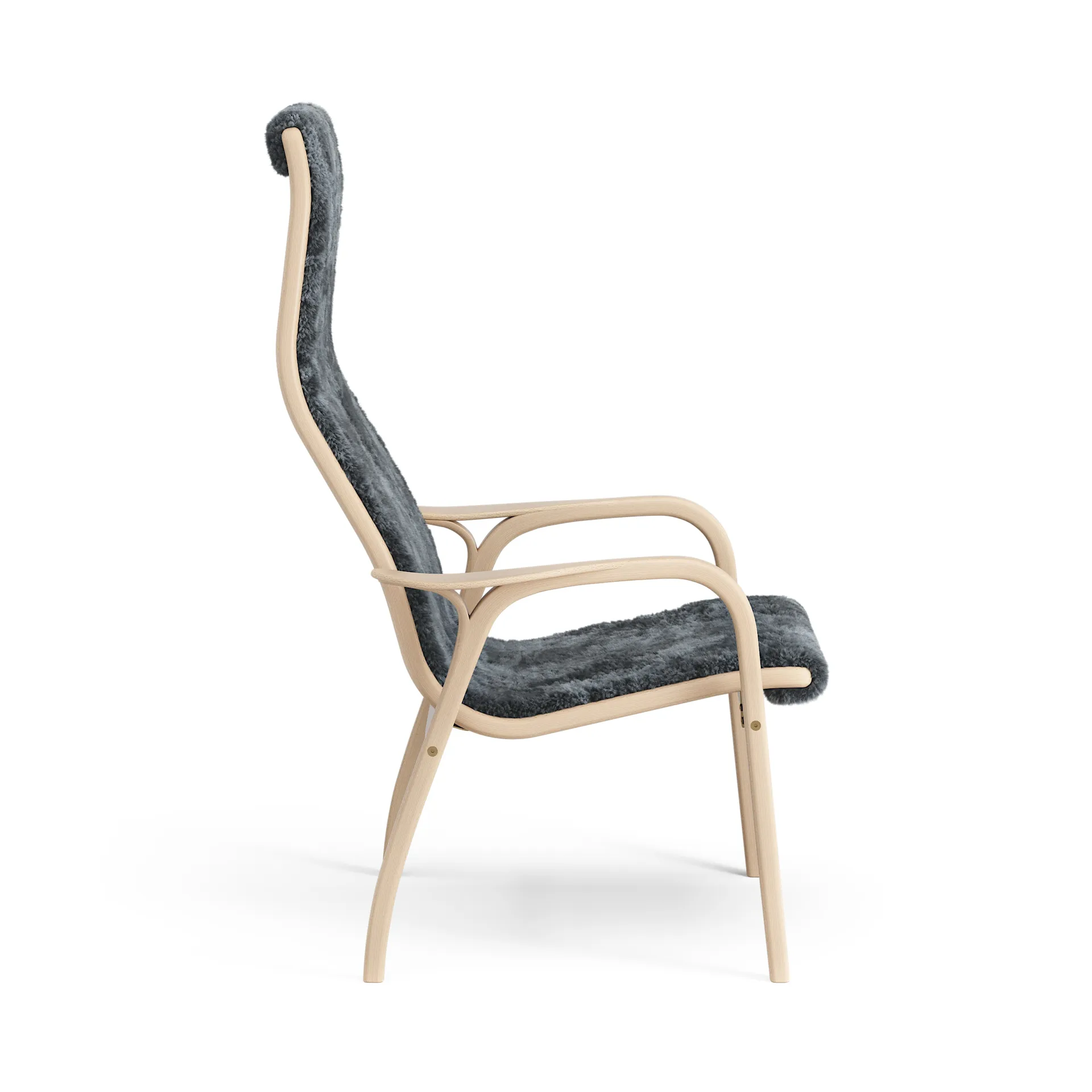 Lamino arm chair laquered beech/sheep skin, Charcoal (dark grey) Swedese