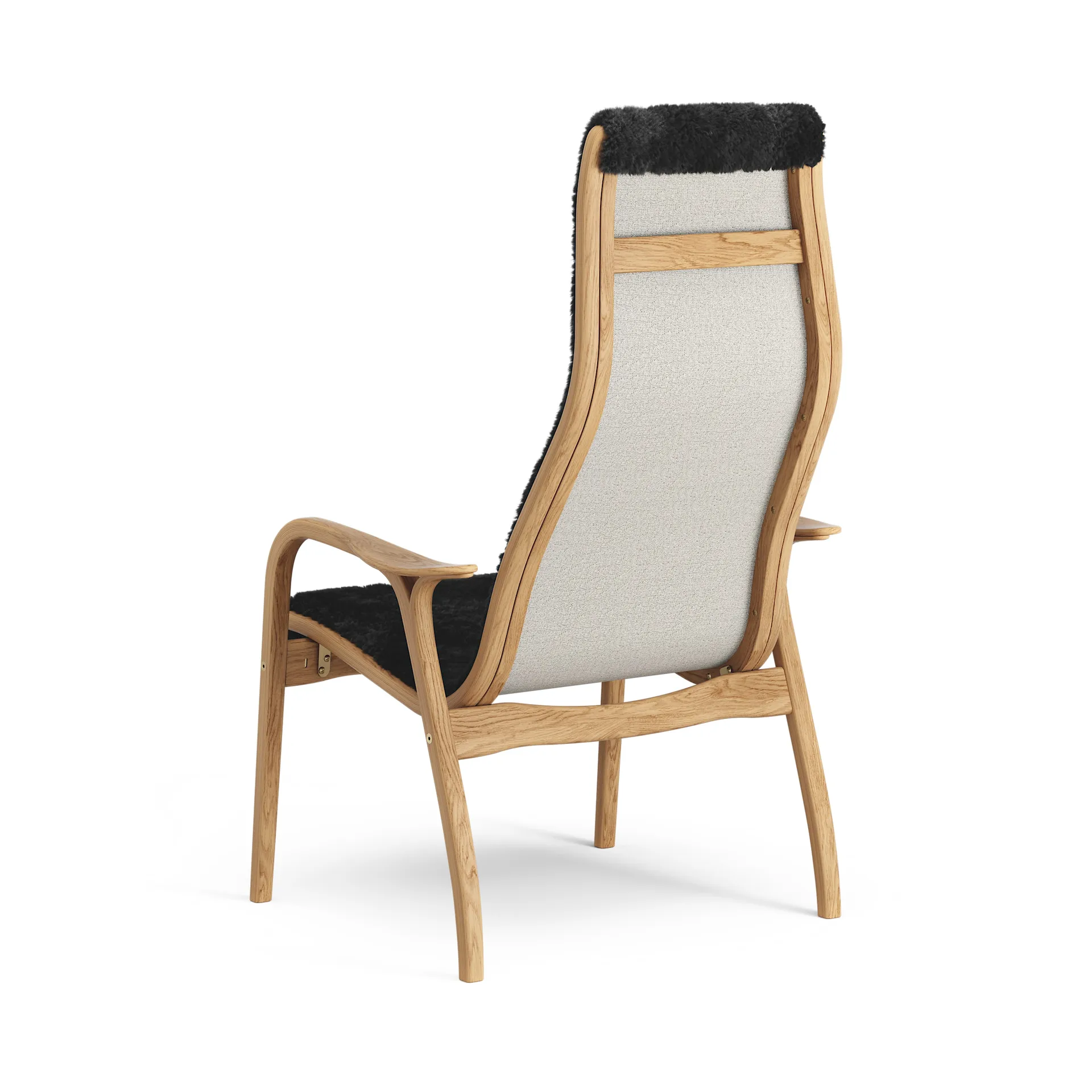 Lamino arm chair oiled oak/sheep skin, Black (black) Swedese