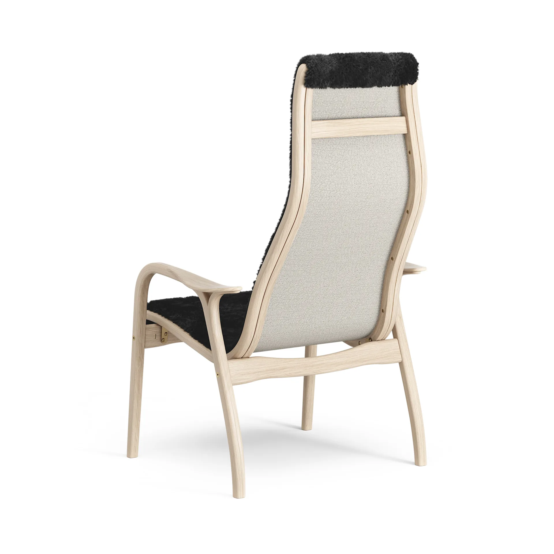 Lamino arm chair white pigmented oak/sheep skin, Black (black) Swedese