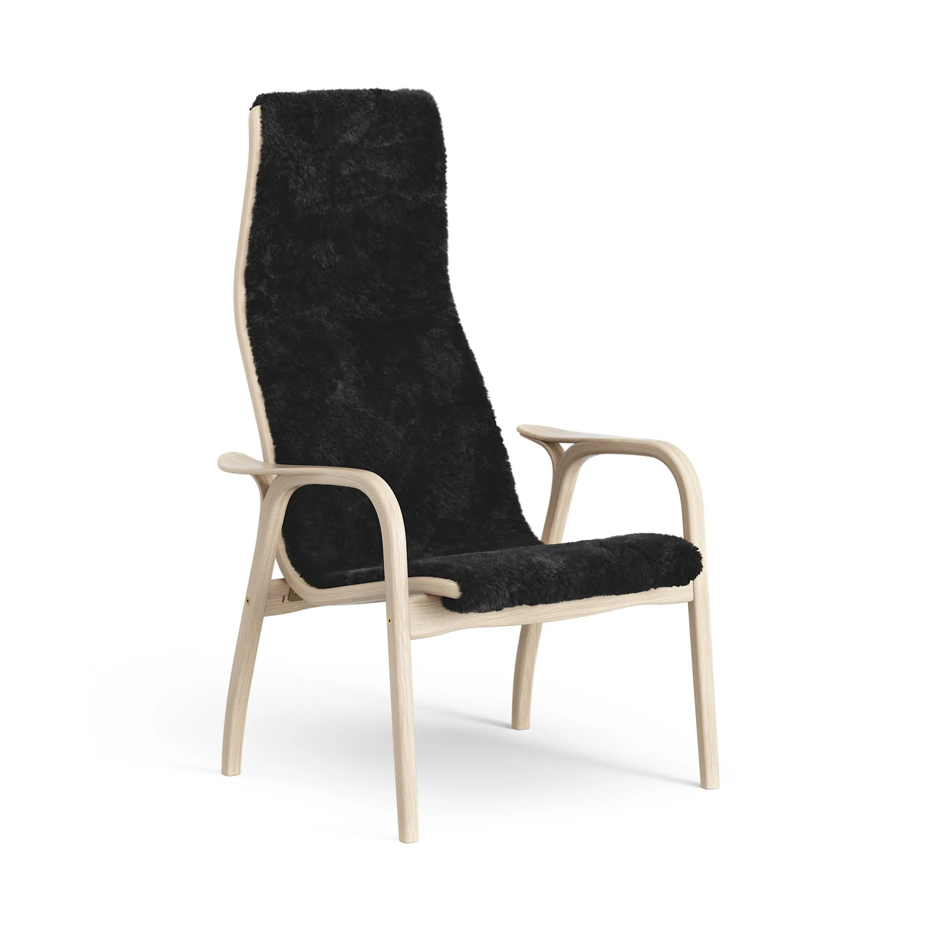 Lamino arm chair white pigmented oak/sheep skin, Black (black) Swedese