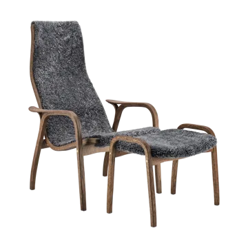 Lamino armchair and footstool oak/sheepskin Special Edition - Rubio Monocoat Chocolate-Charcoal - Swedese