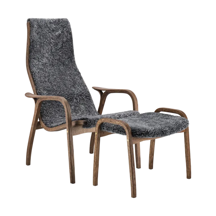 Lamino armchair and footstool oak/sheepskin Special Edition - Rubio Monocoat Chocolate-Charcoal - Swedese