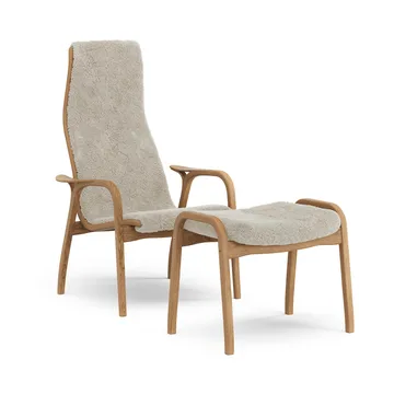 Lamino armchair and footstool - Sheepskin Moonlight-oiled oak - Swedese