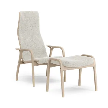 Lamino armchair and footstool - Sheepskin Off white-white pigmented laquered oak - Swedese