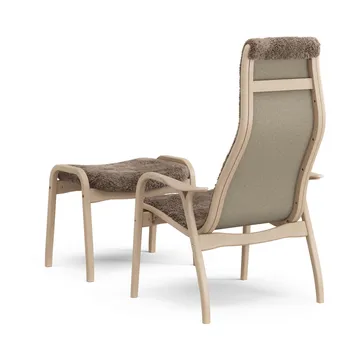 Lamino armchair and footstool - Sheepskin Sahara-laquered beech - Swedese