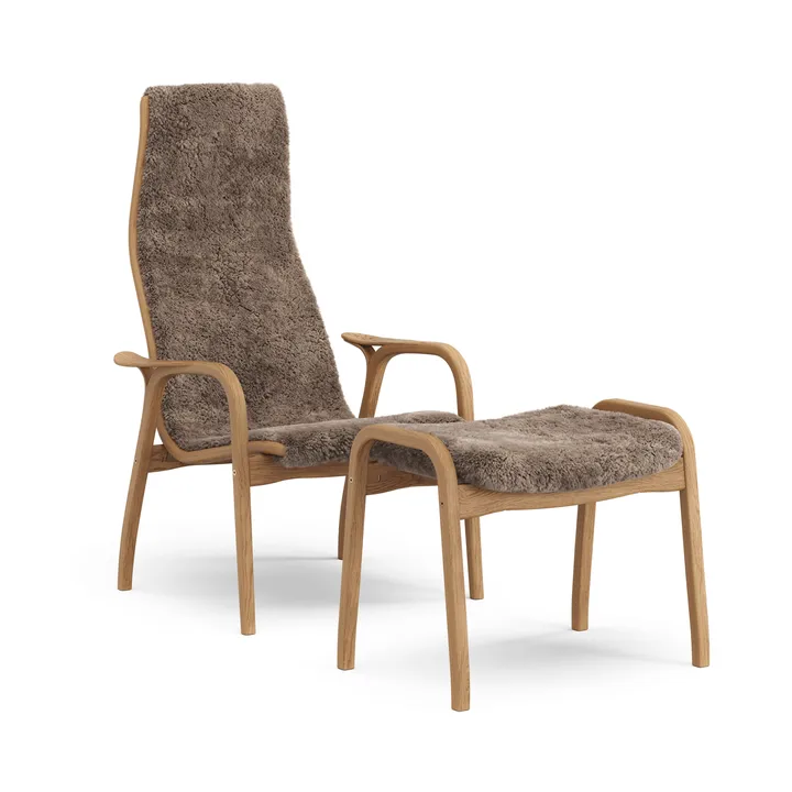 Lamino armchair and footstool - Sheepskin Sahara-oiled oak - Swedese