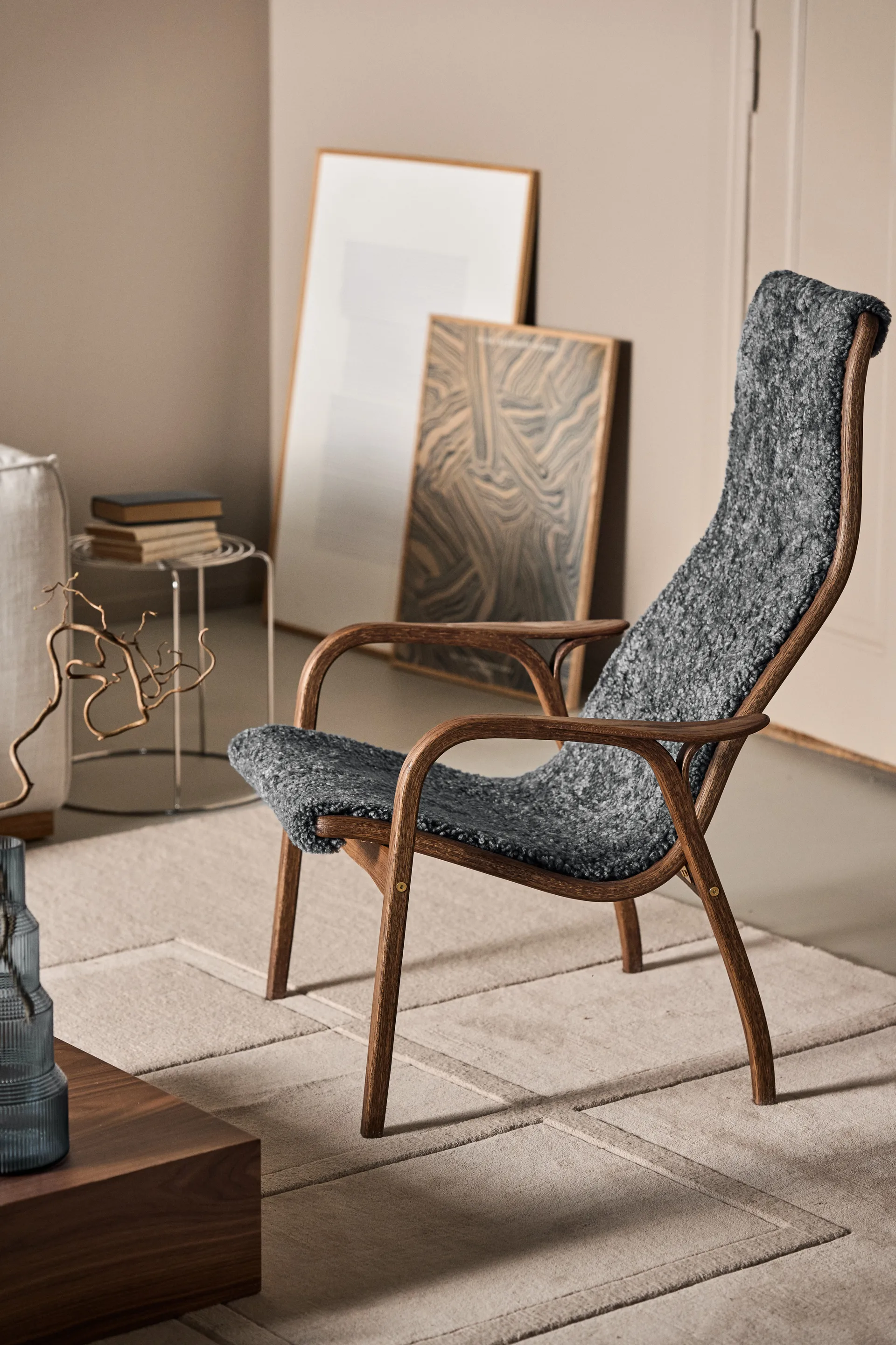 Lamino armchair oak/sheepskin Special Edition, Rubio Monocoat Chocolate-Charcoal Swedese