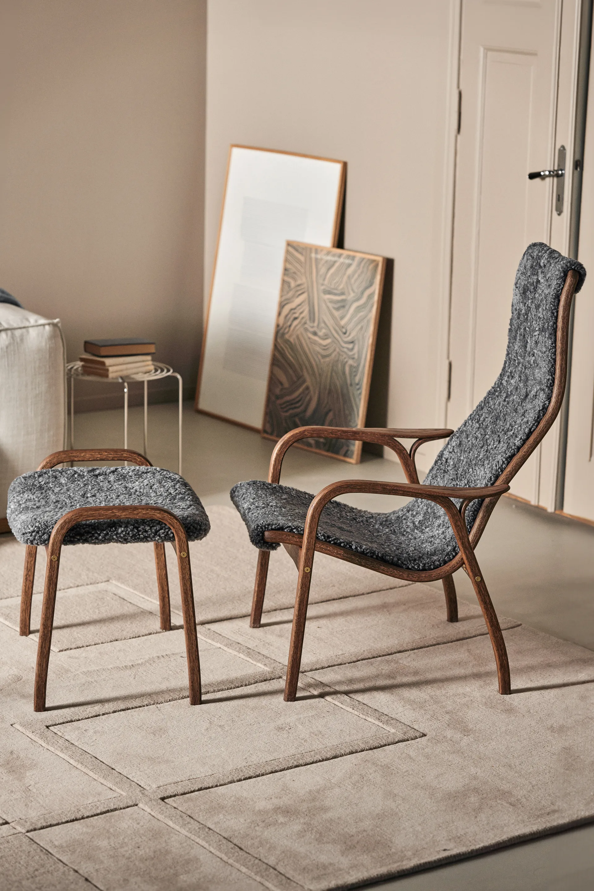 Lamino armchair oak/sheepskin Special Edition, Rubio Monocoat Chocolate-Charcoal Swedese
