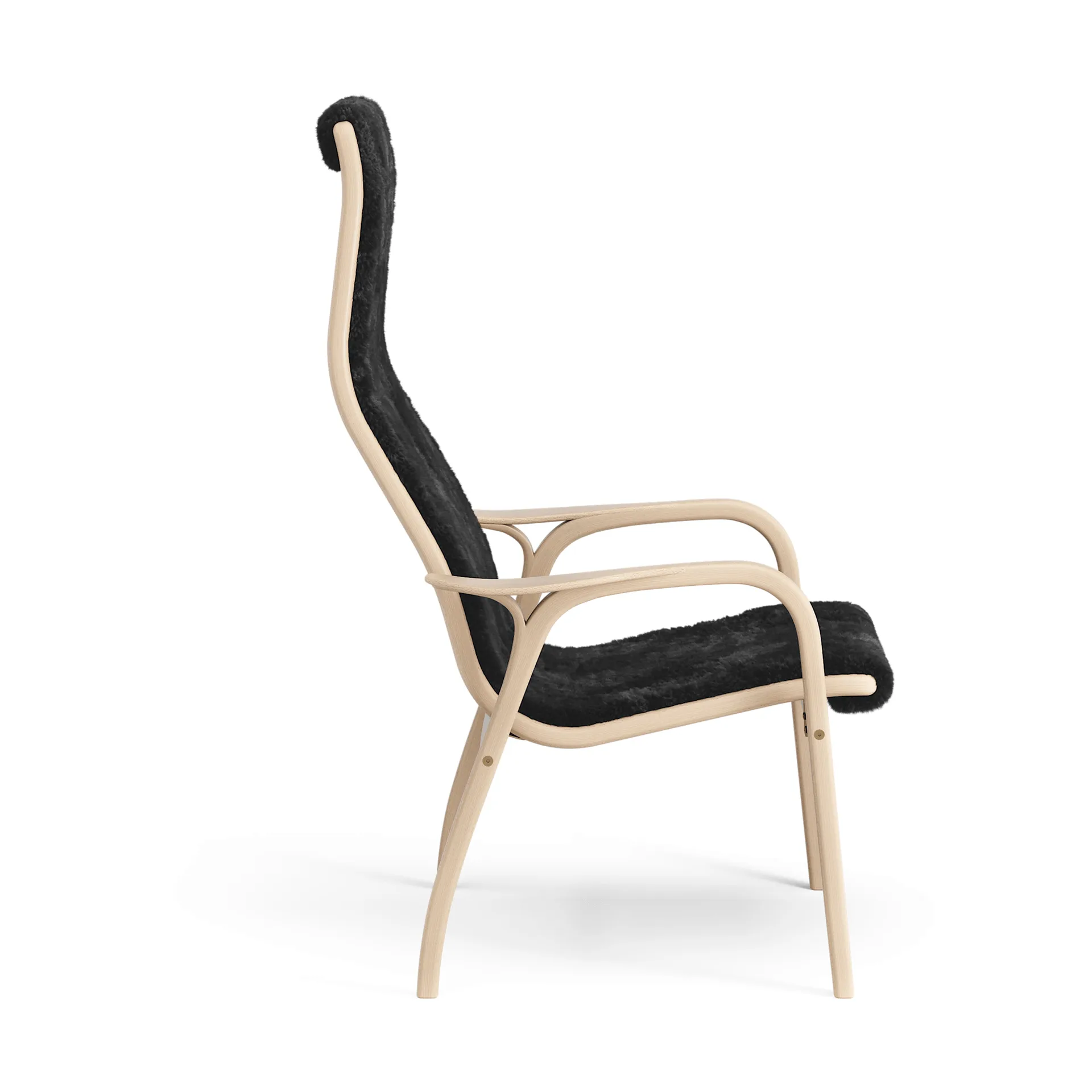Lamino armchair, Sheepskin black-lacquered beech Swedese