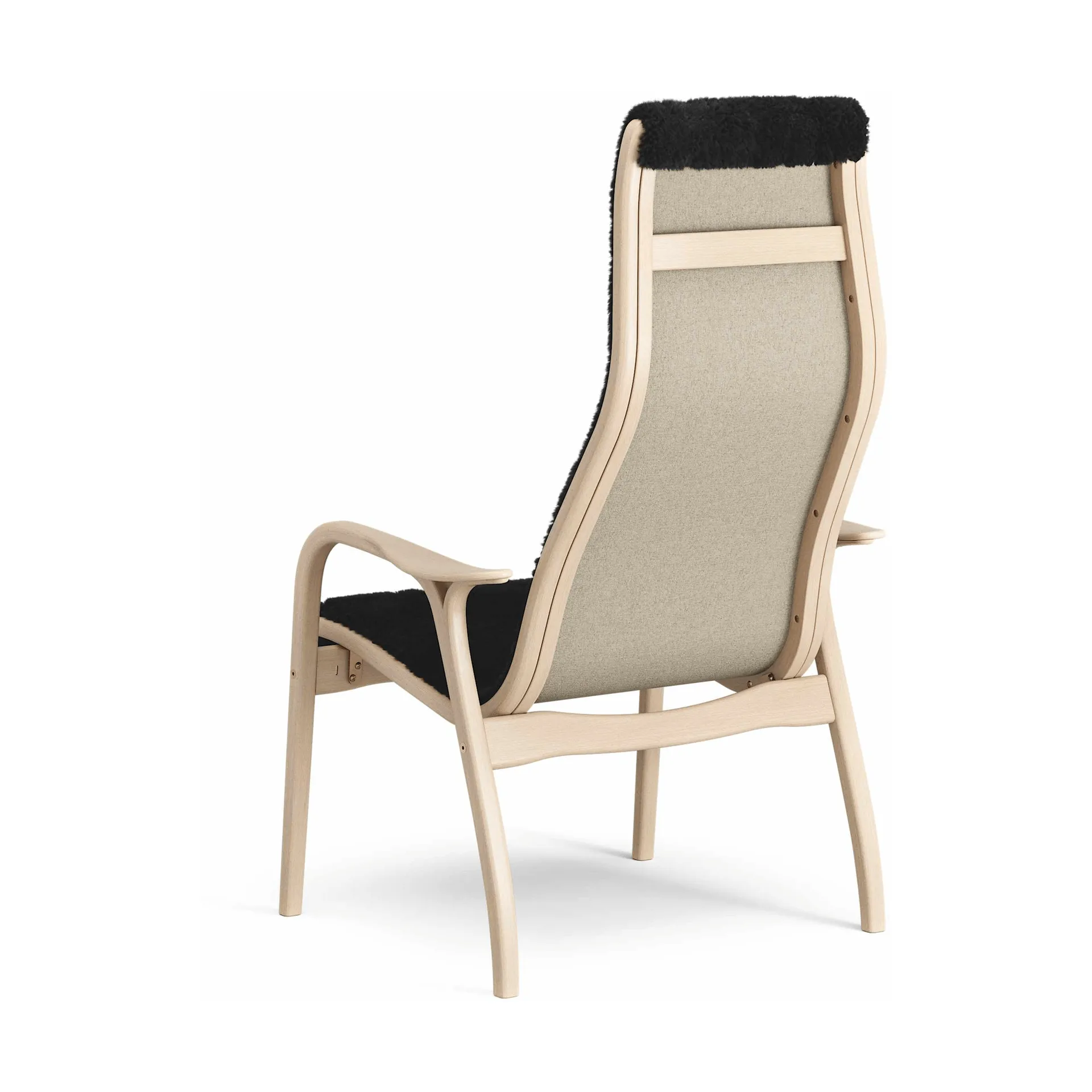 Lamino armchair, Sheepskin black-lacquered beech Swedese