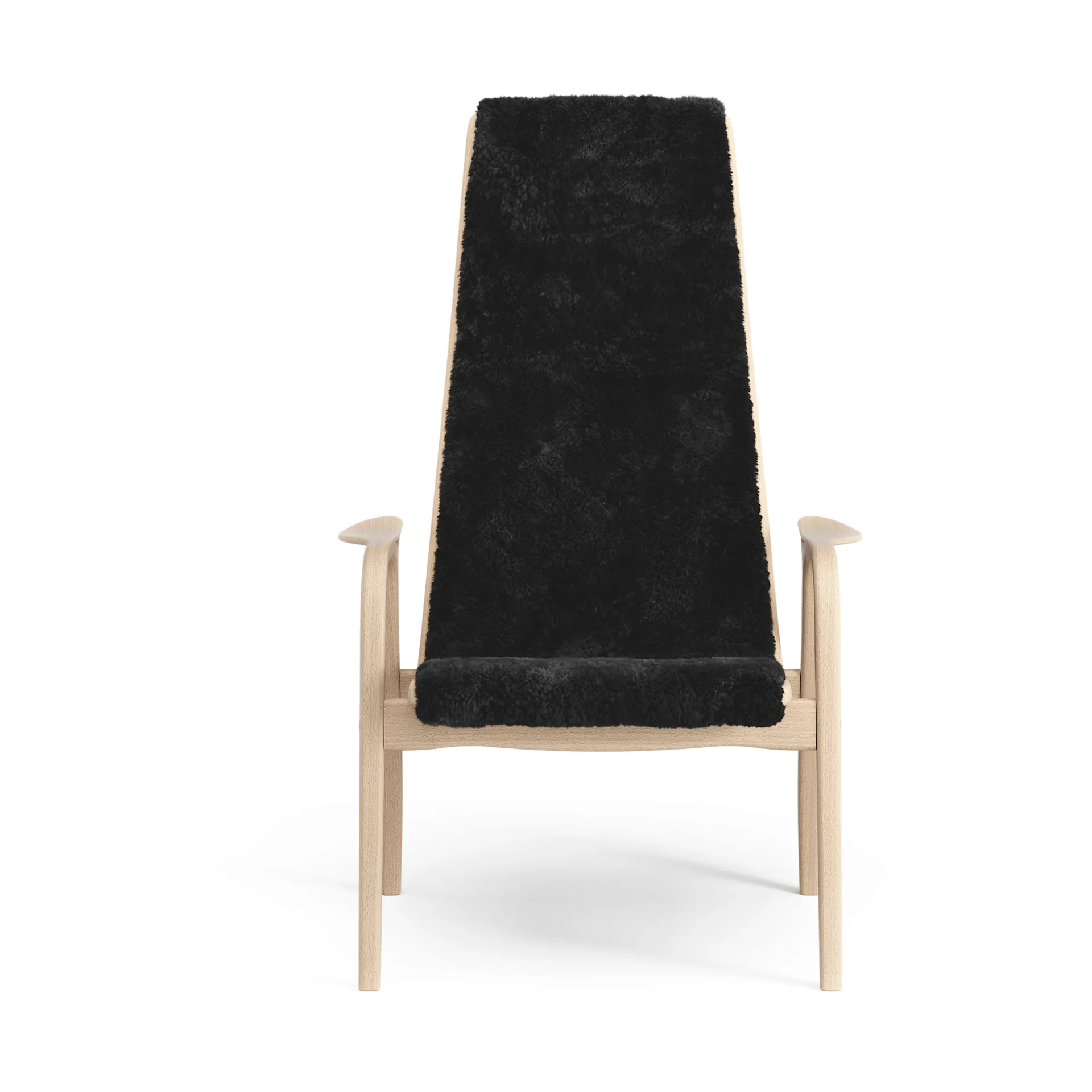 Lamino armchair, Sheepskin black-lacquered beech Swedese