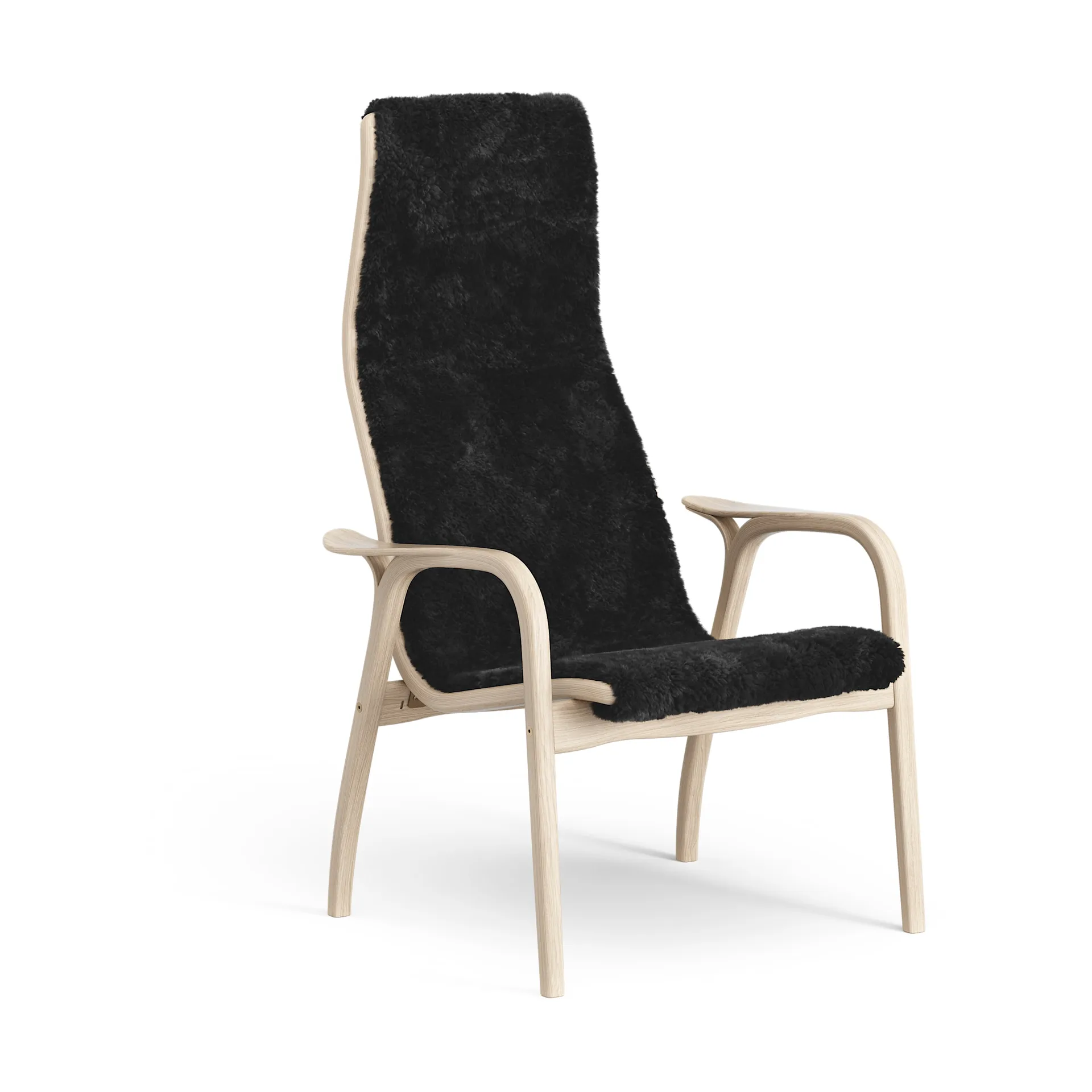 Lamino armchair, Sheepskin Black-white pigmented oak Swedese