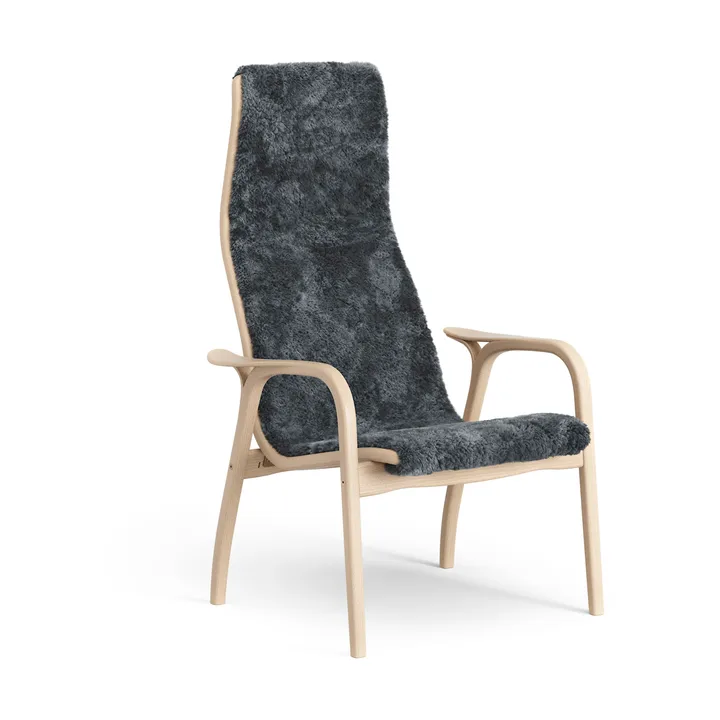 Lamino armchair - Sheepskin Charcoal-lacquered beech - Swedese