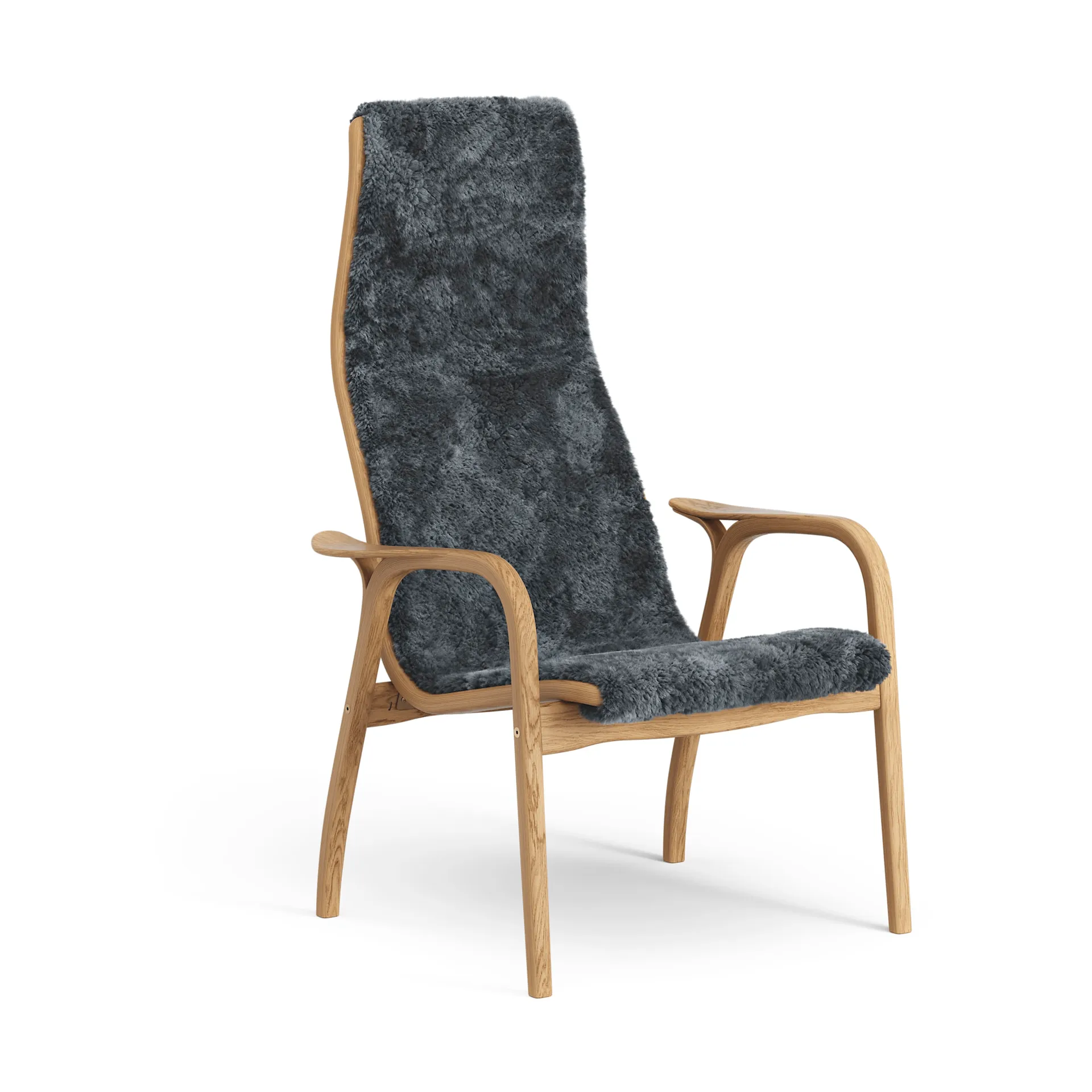 Lamino armchair, Sheepskin Charcoal-oiled oak Swedese
