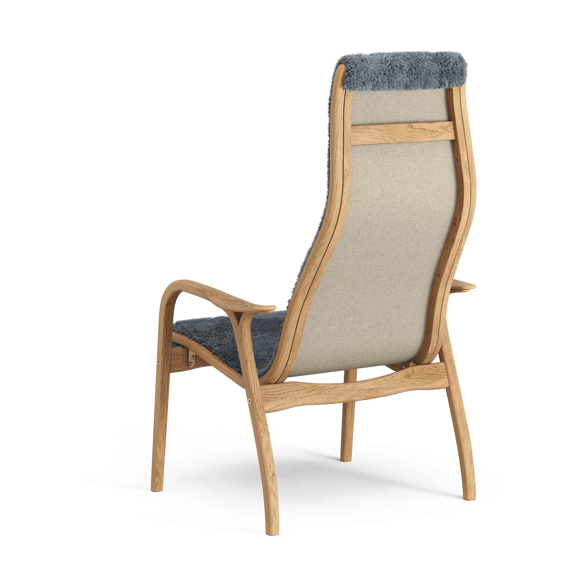 Lamino armchair, Sheepskin Charcoal-oiled oak Swedese