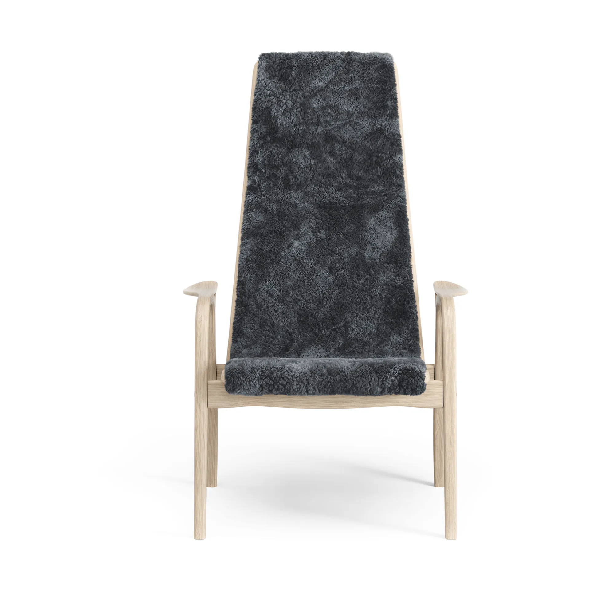 Lamino armchair, Sheepskin Charcoal-white pigmented oak Swedese