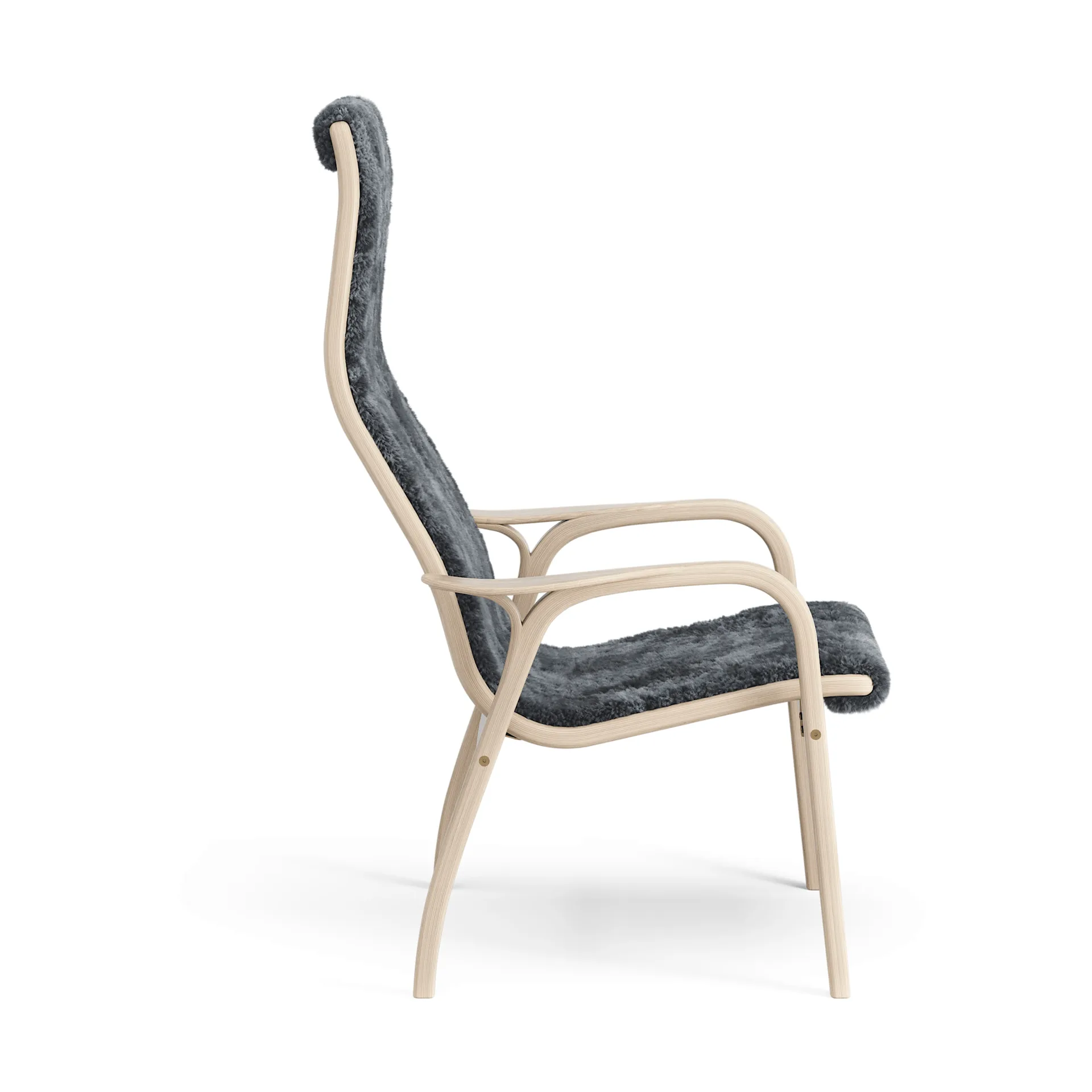 Lamino armchair, Sheepskin Charcoal-white pigmented oak Swedese