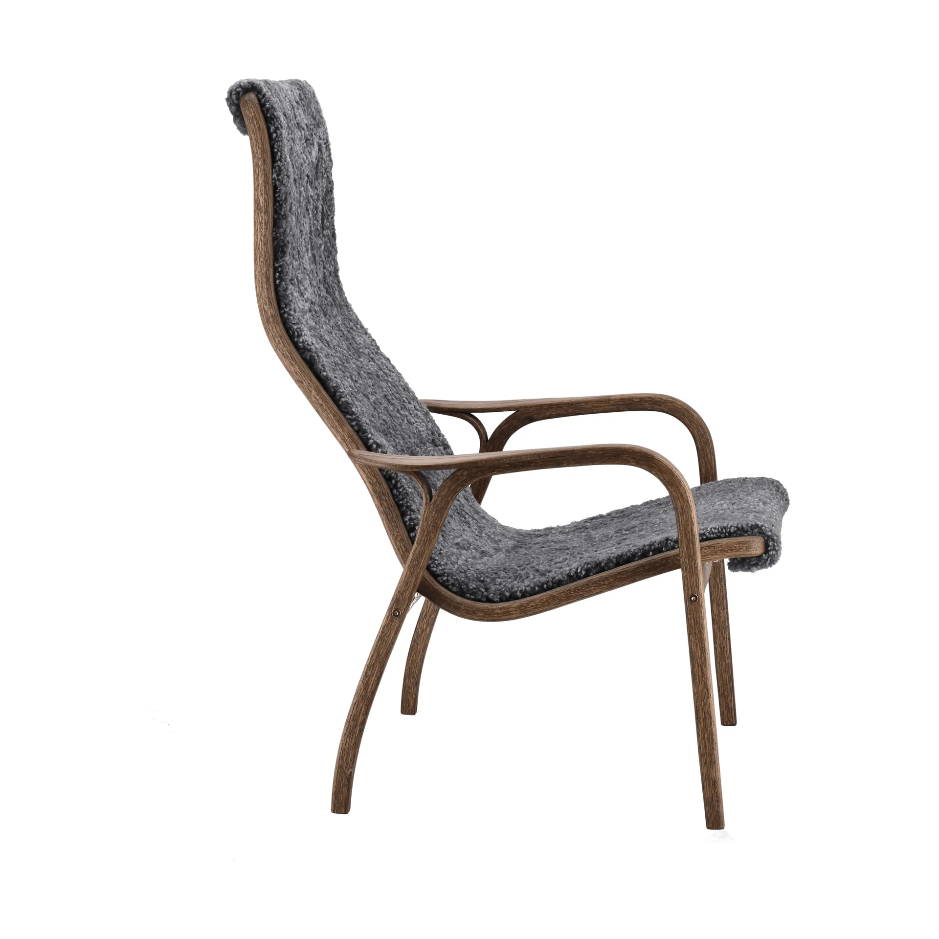 Lamino armchair, Sheepskin Charcoall-Rubio Monocoat Chocolate Swedese