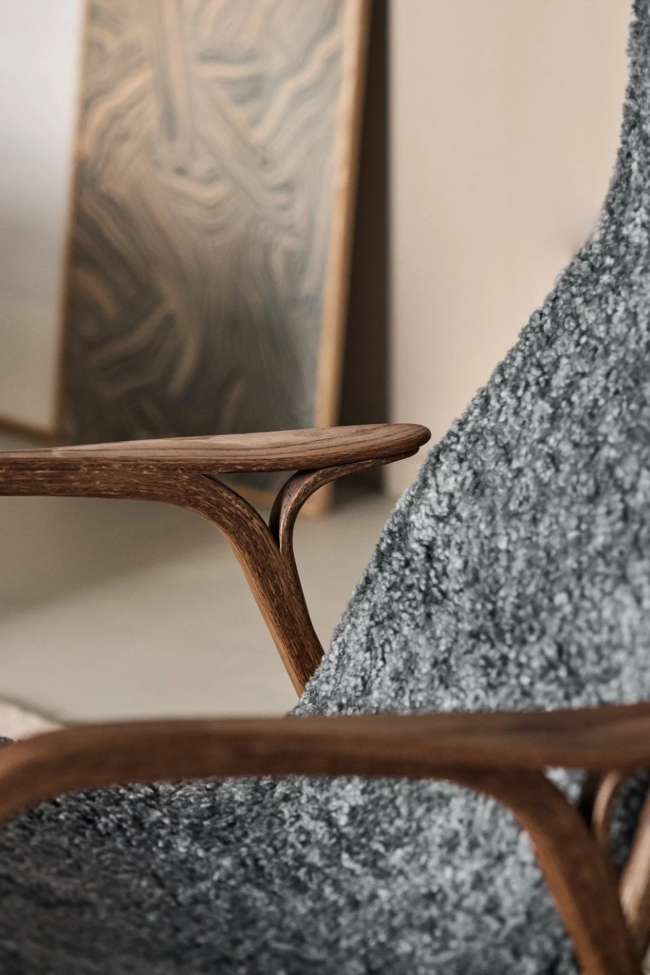 Lamino armchair, Sheepskin Charcoall-Rubio Monocoat Chocolate Swedese