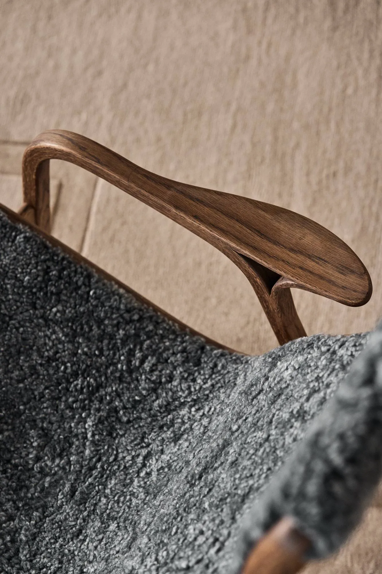 Lamino armchair, Sheepskin Charcoall-Rubio Monocoat Chocolate Swedese