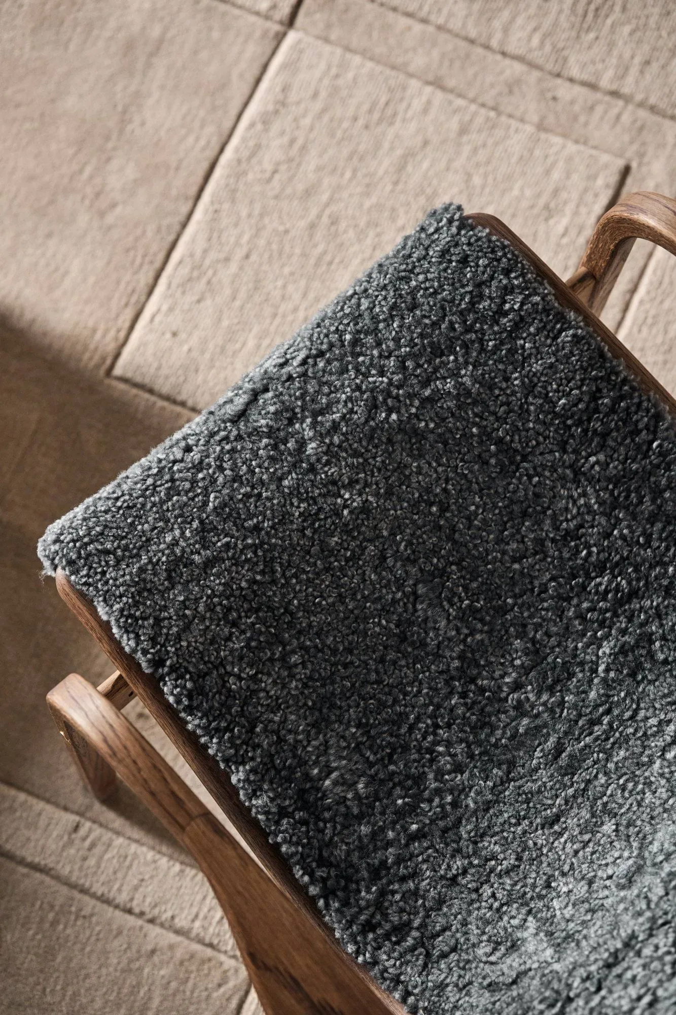 Lamino armchair, Sheepskin Charcoall-Rubio Monocoat Chocolate Swedese