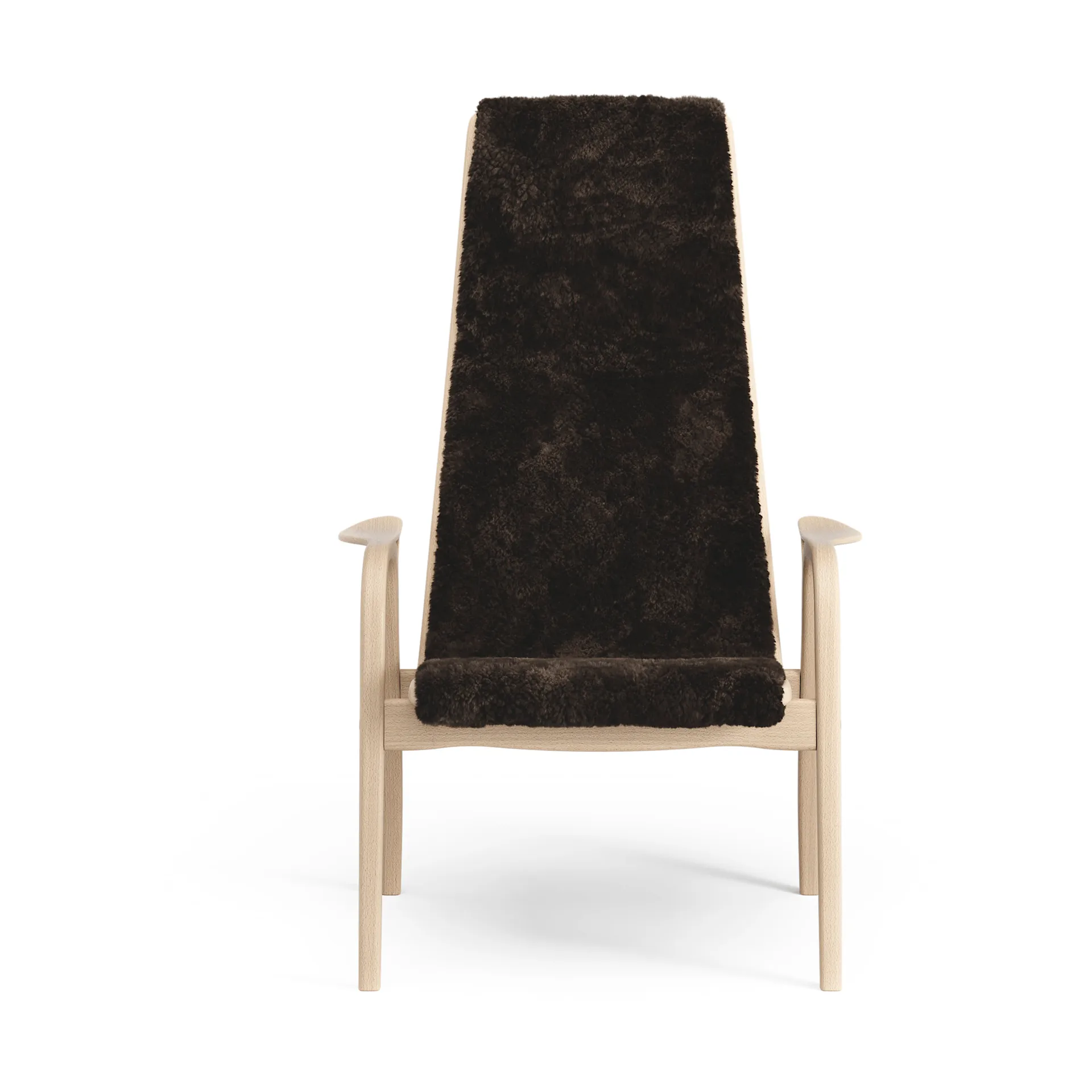 Lamino armchair, Sheepskin Espresso-lacquered beech Swedese