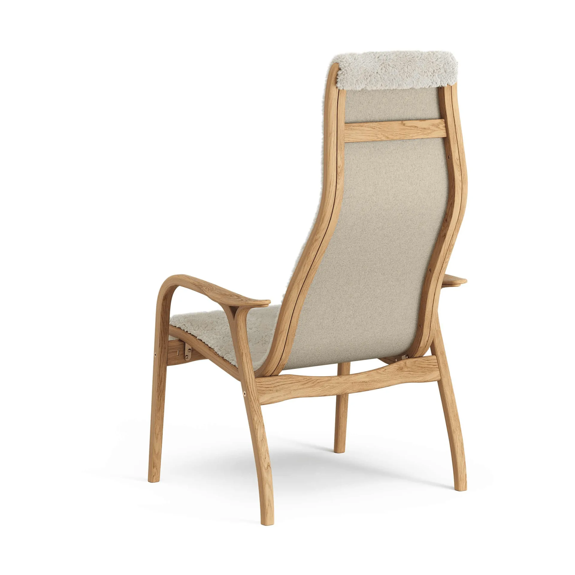 Lamino armchair, Sheepskin Moonlight-oiled oak Swedese