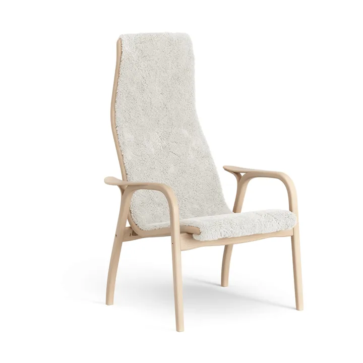 Lamino armchair - Sheepskin Off white-lacquered beech - Swedese