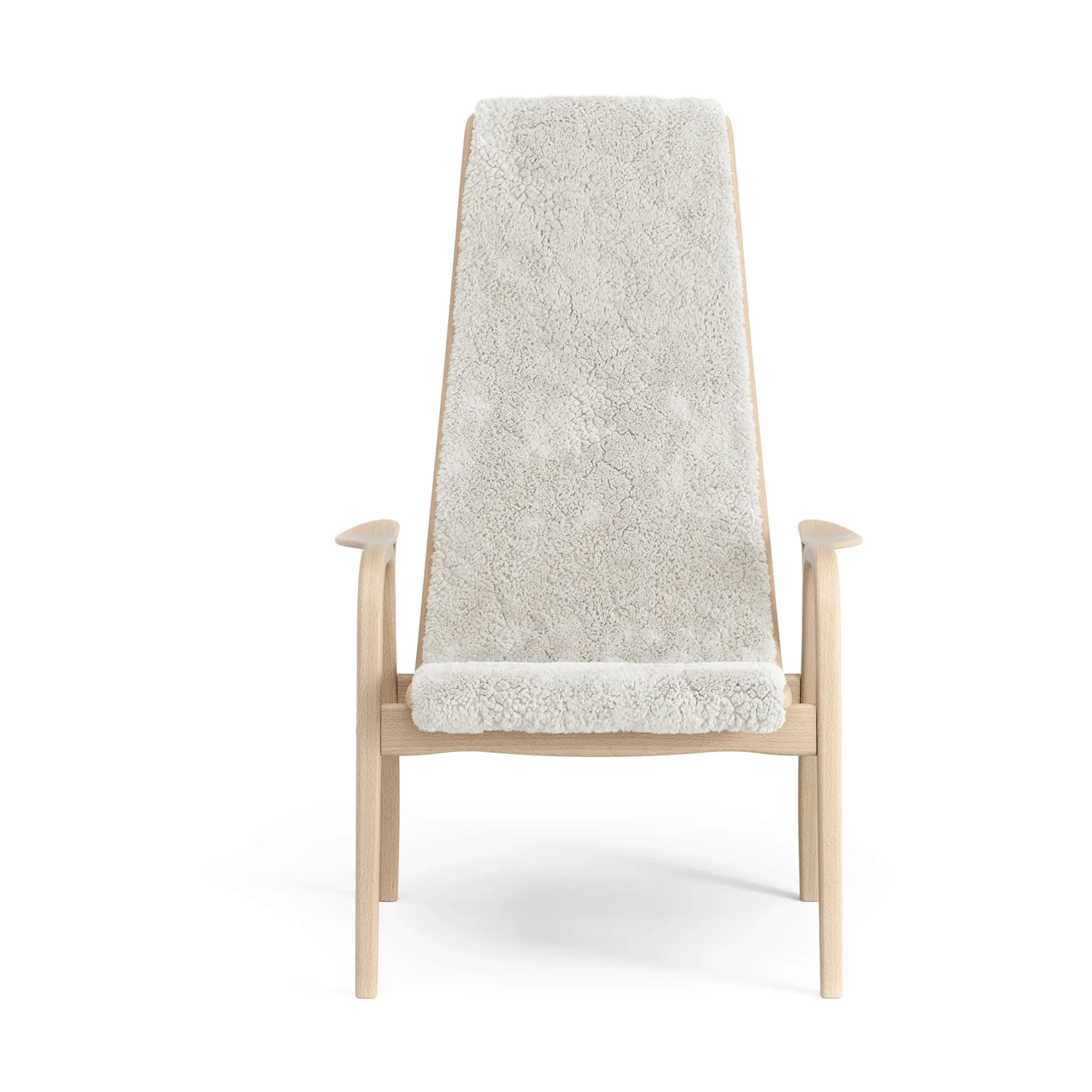 Lamino armchair, Sheepskin Off white-lacquered beech Swedese