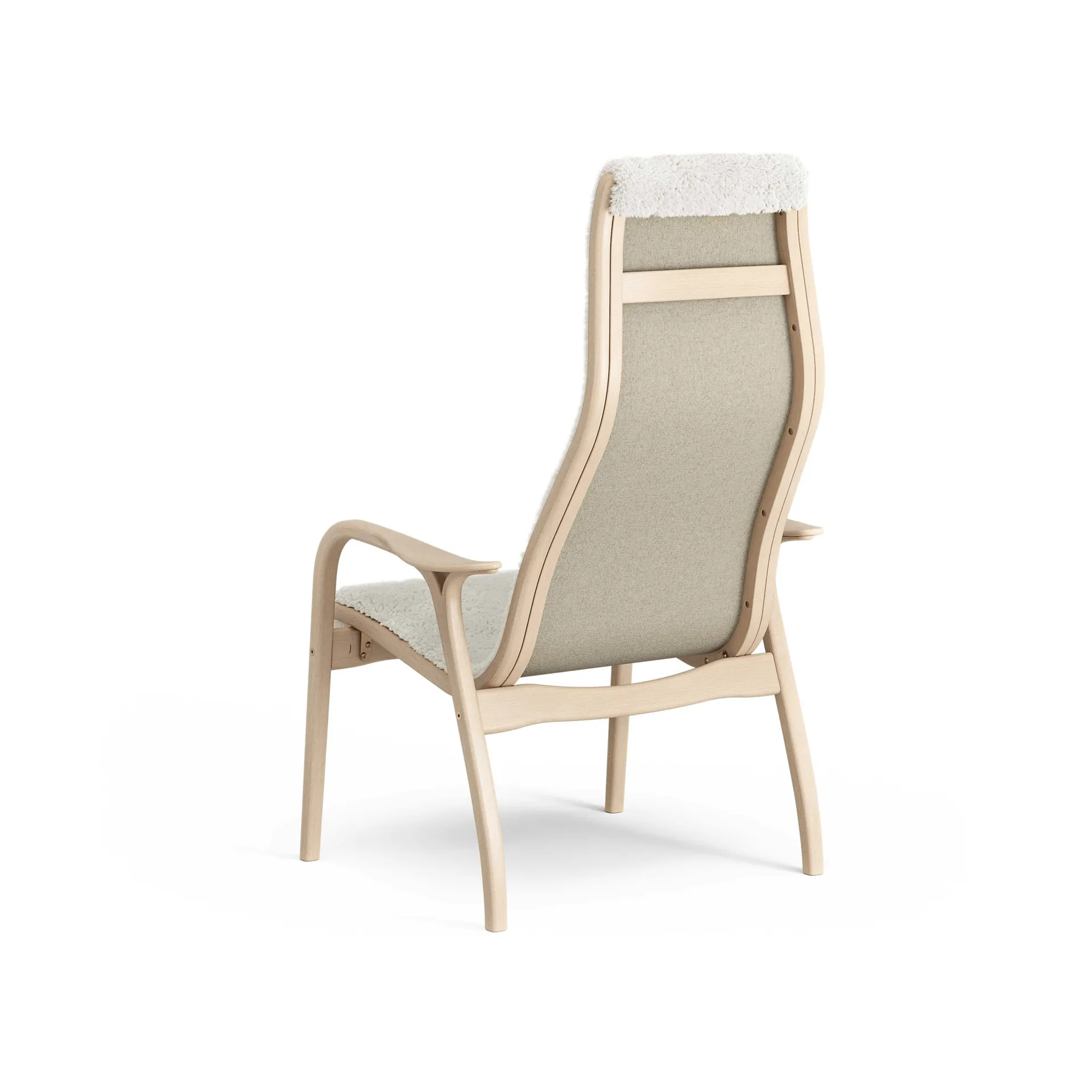 Lamino armchair, Sheepskin Off white-lacquered beech Swedese