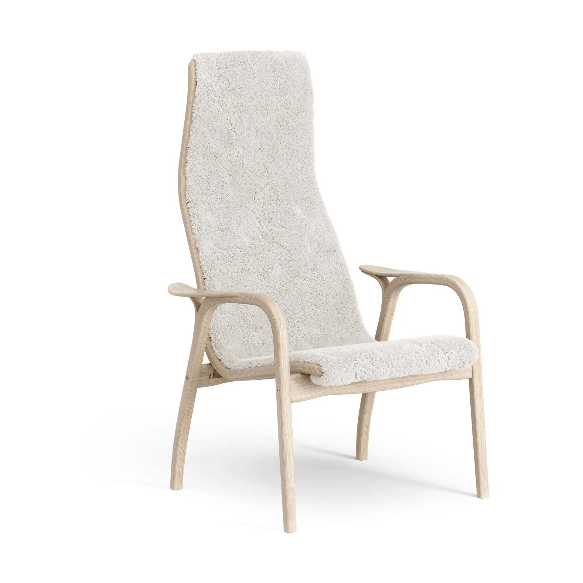 Lamino armchair, Sheepskin Off white-white pigmented oak Swedese