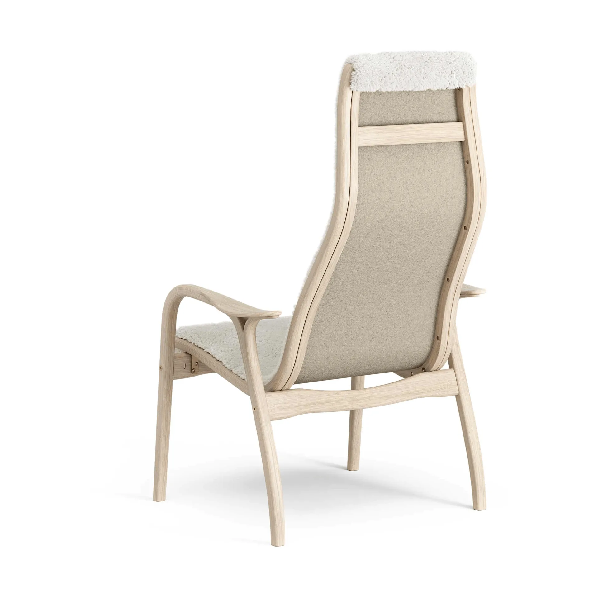 Lamino armchair, Sheepskin Off white-white pigmented oak Swedese