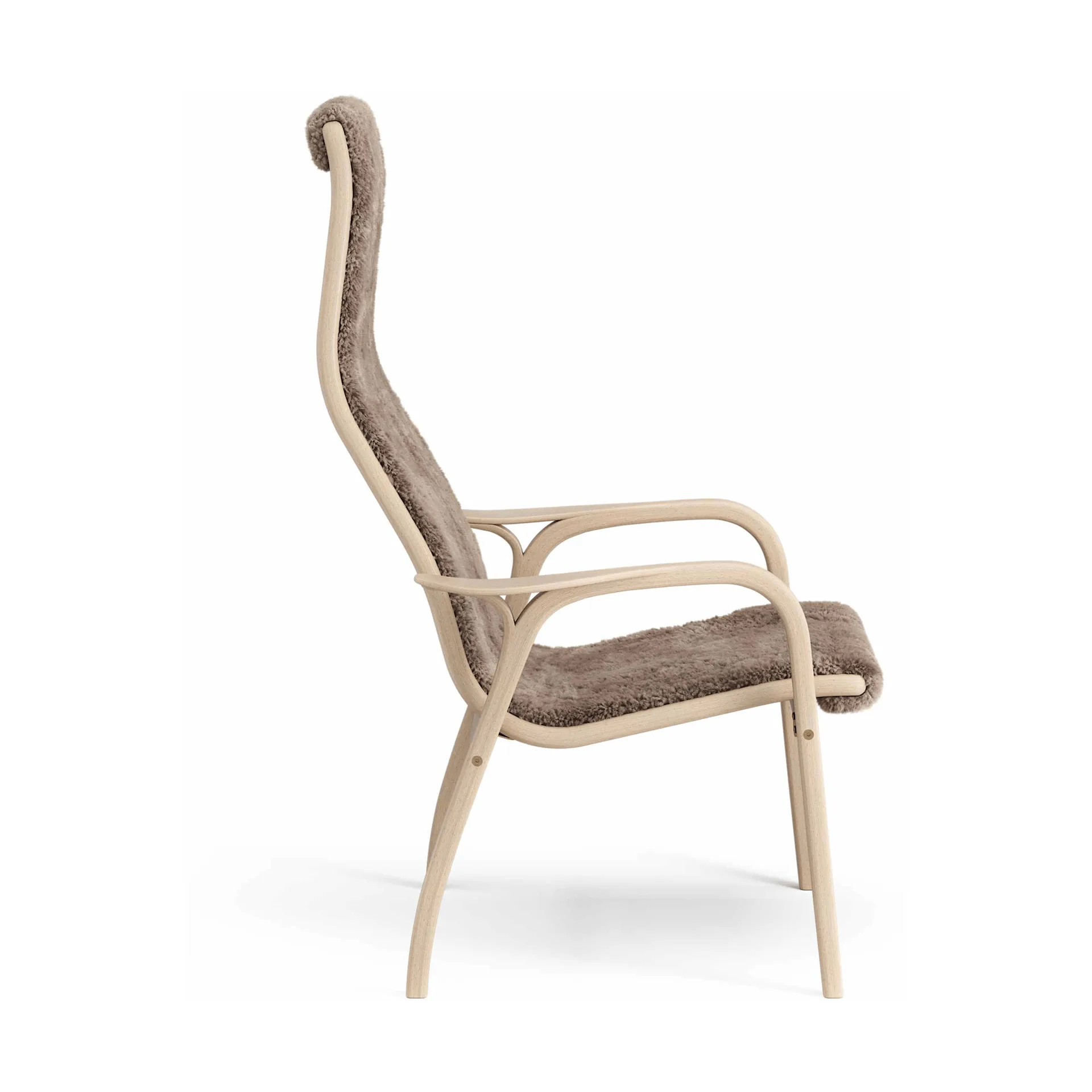 Lamino armchair, Sheepskin Sahara-lacquered beech Swedese