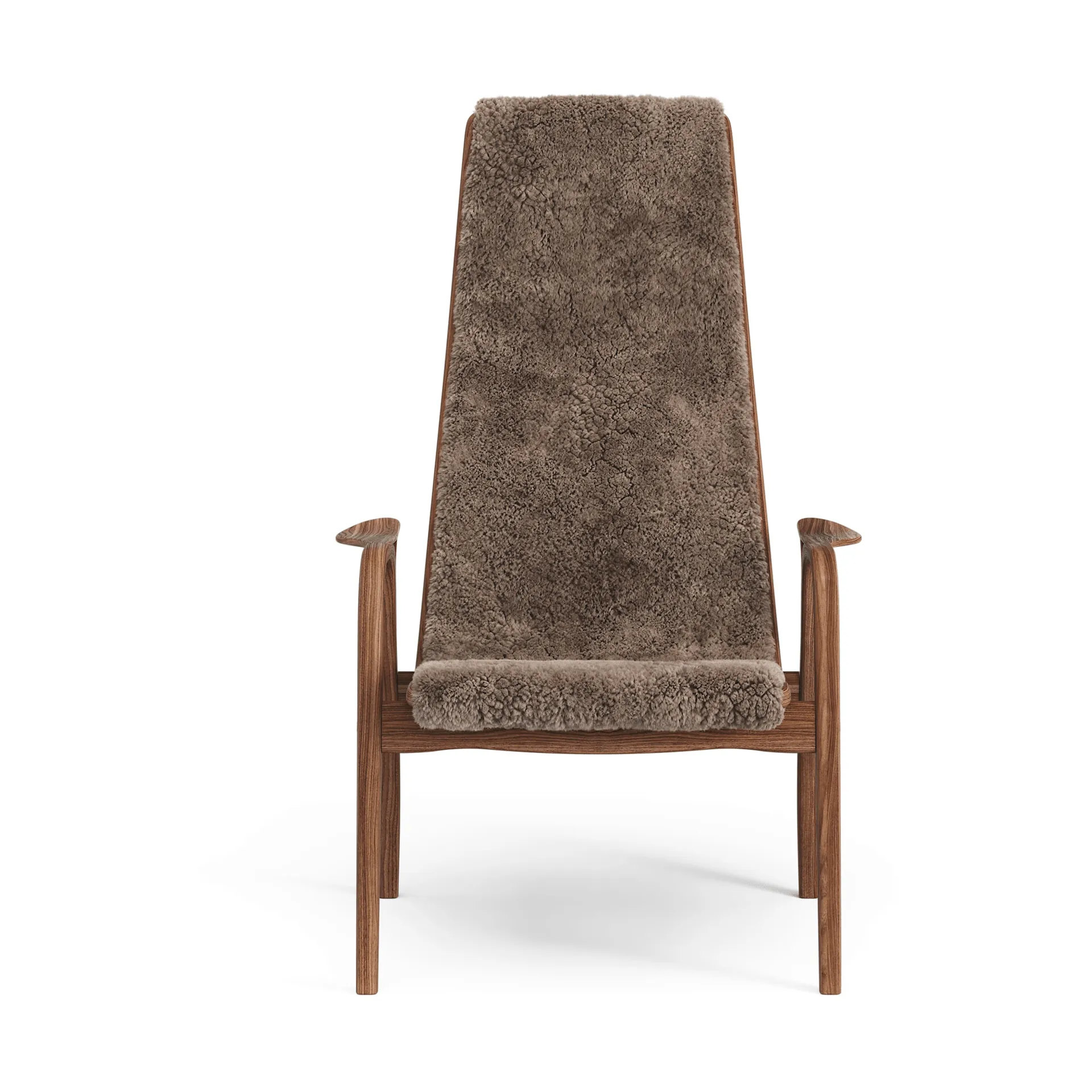 Lamino armchair, Sheepskin Sahara-lacquered walnut Swedese