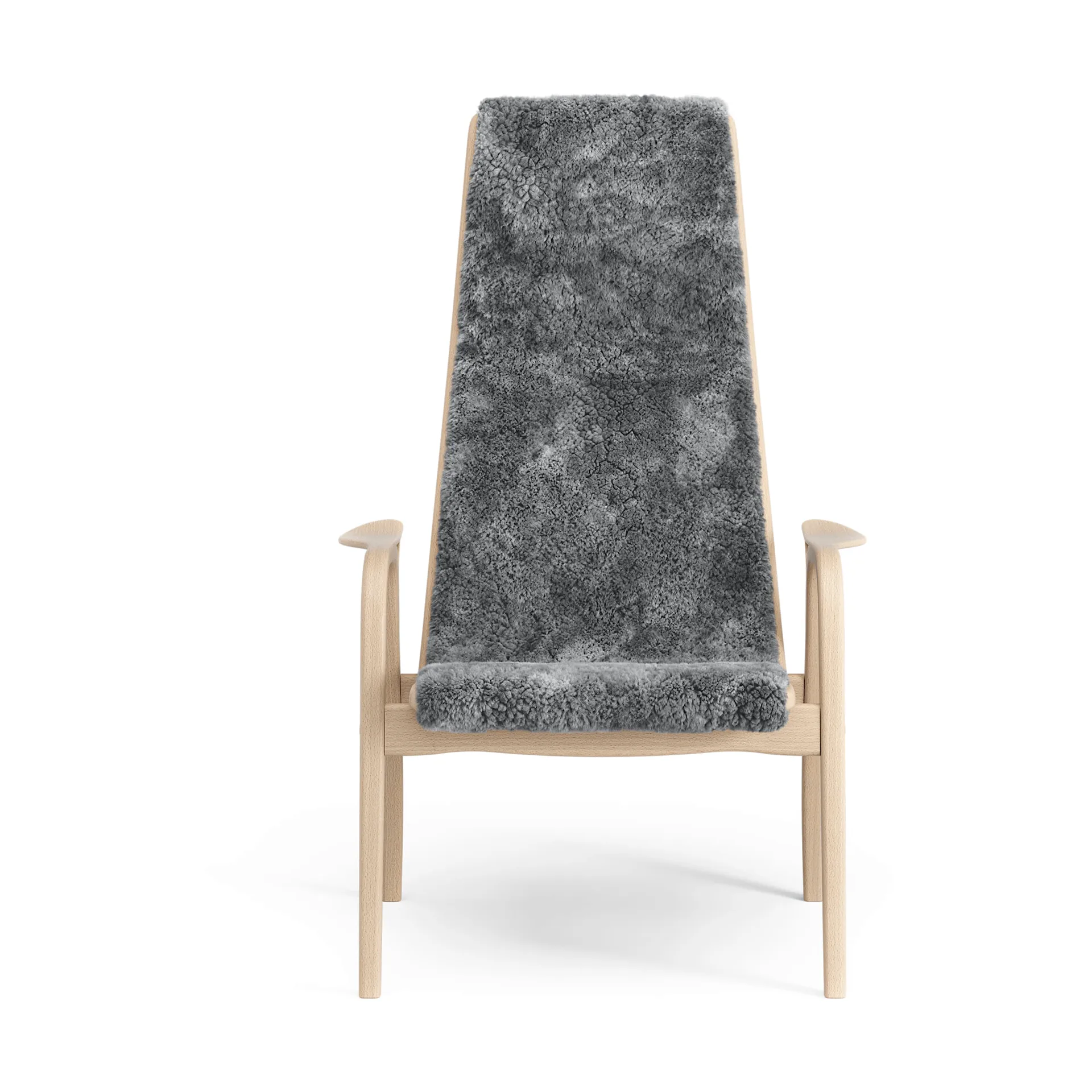 Lamino armchair, Sheepskin Scandinavian grey-lacquered beech Swedese