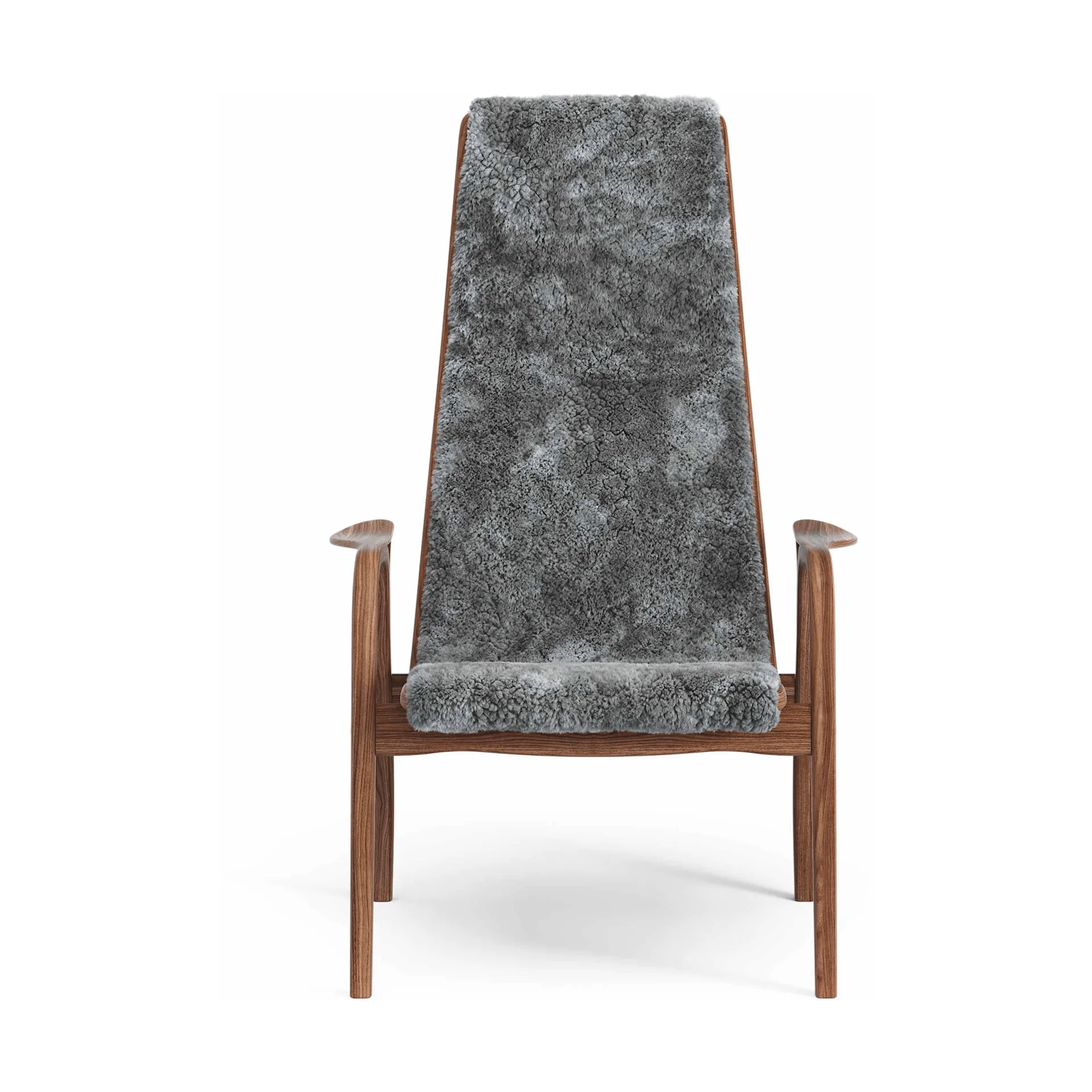 Lamino armchair, Sheepskin Scandinavian grey-lacquered walnut Swedese
