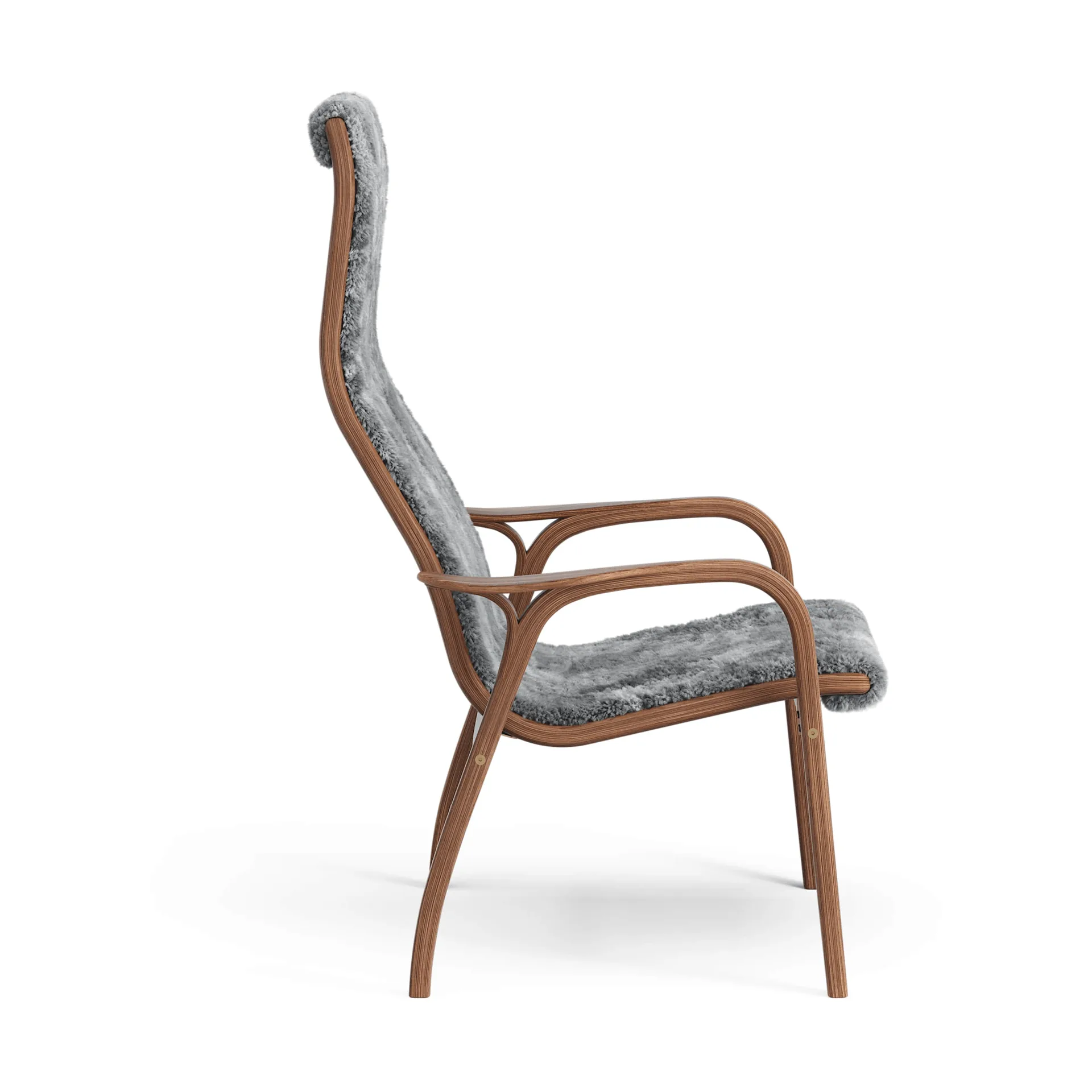 Lamino armchair, Sheepskin Scandinavian grey-lacquered walnut Swedese