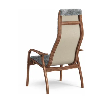 Lamino armchair - Sheepskin Scandinavian grey-lacquered walnut - Swedese