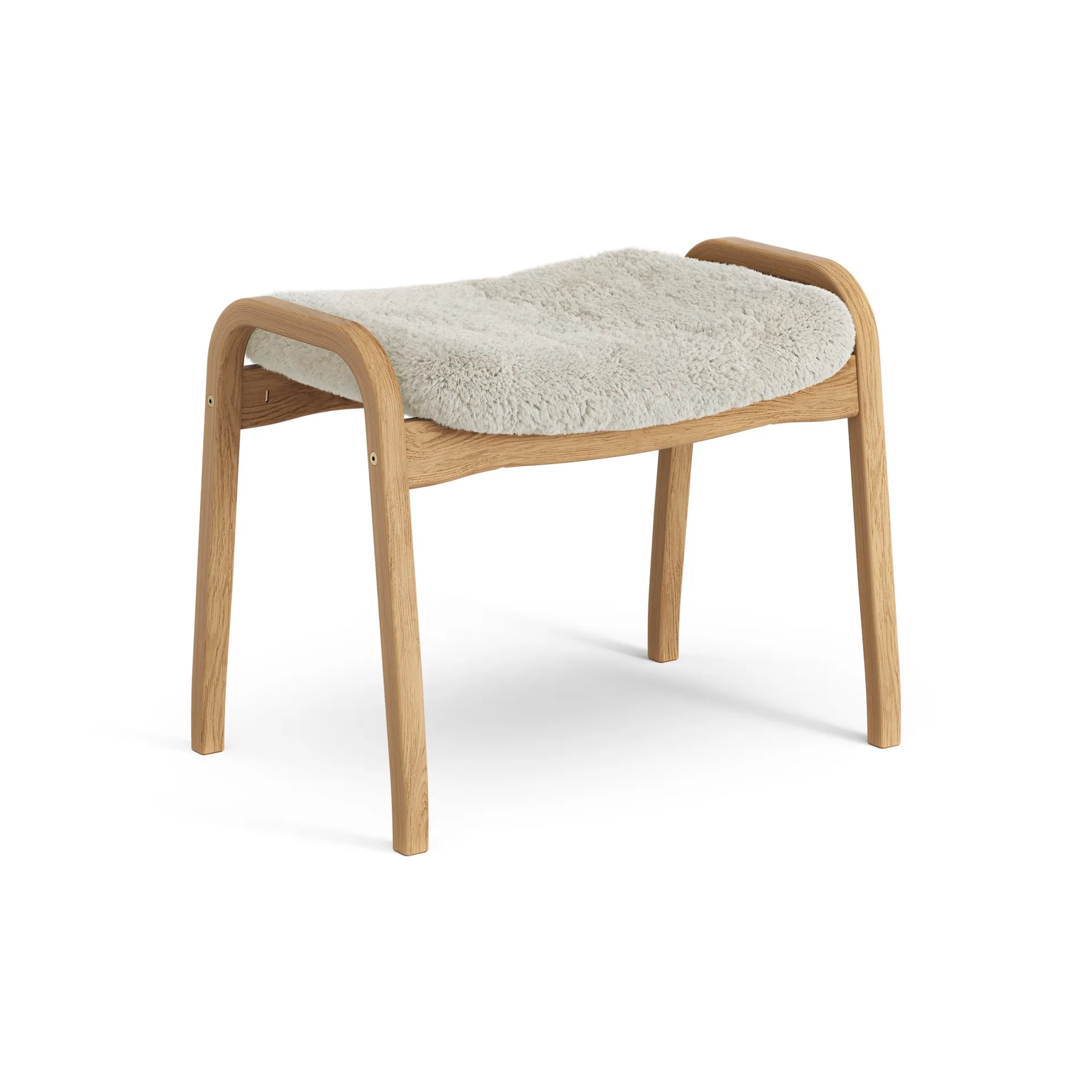 Lamino foot stool oiled oak/sheep skin, Moonlight (beige) Swedese