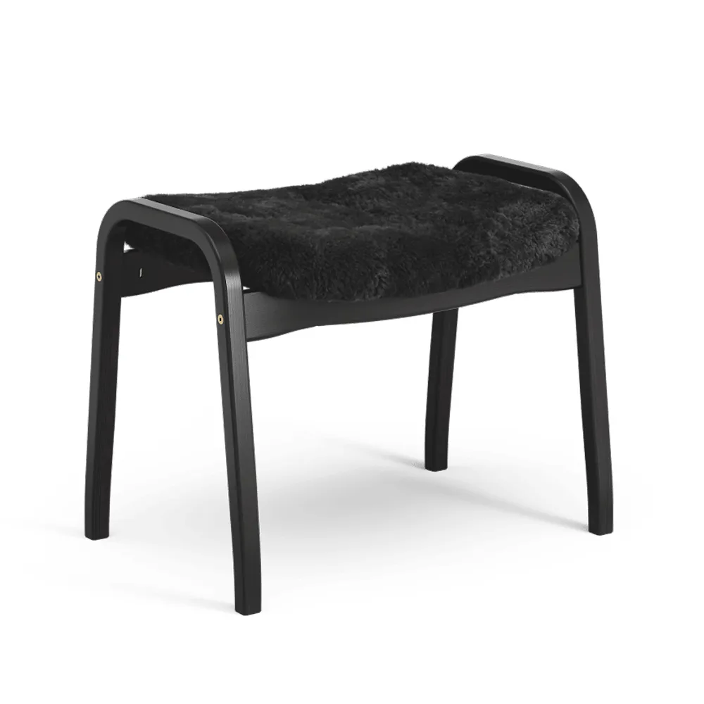Lamino footstool, Sheepskin black-black stained beech Swedese
