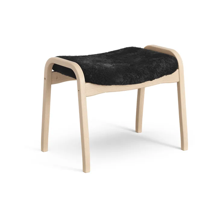 Lamino footstool - Sheepskin black-lacquered beech - Swedese