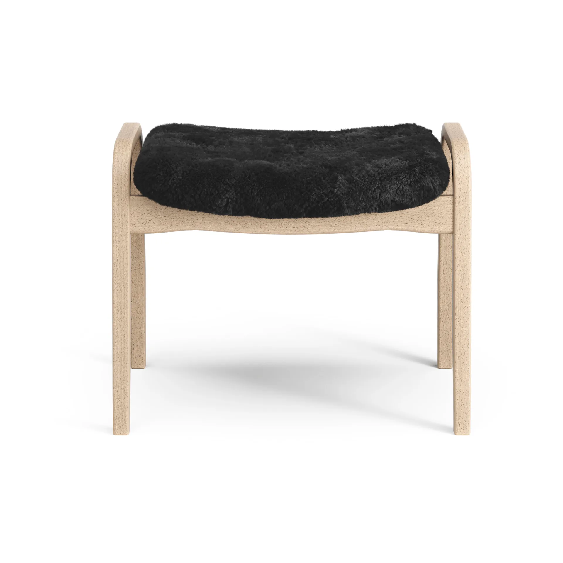 Lamino footstool, Sheepskin black-lacquered beech Swedese
