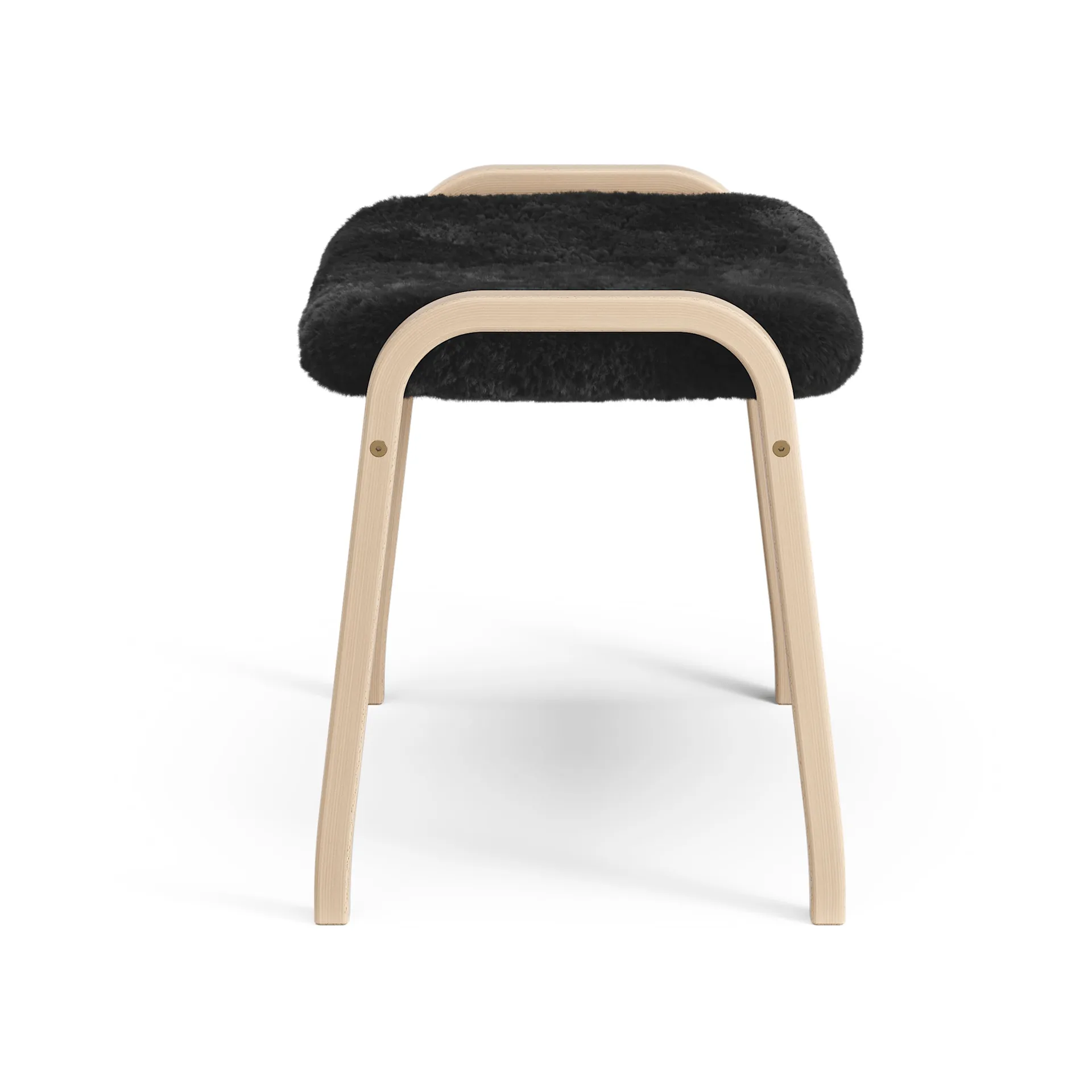 Lamino footstool, Sheepskin black-lacquered beech Swedese