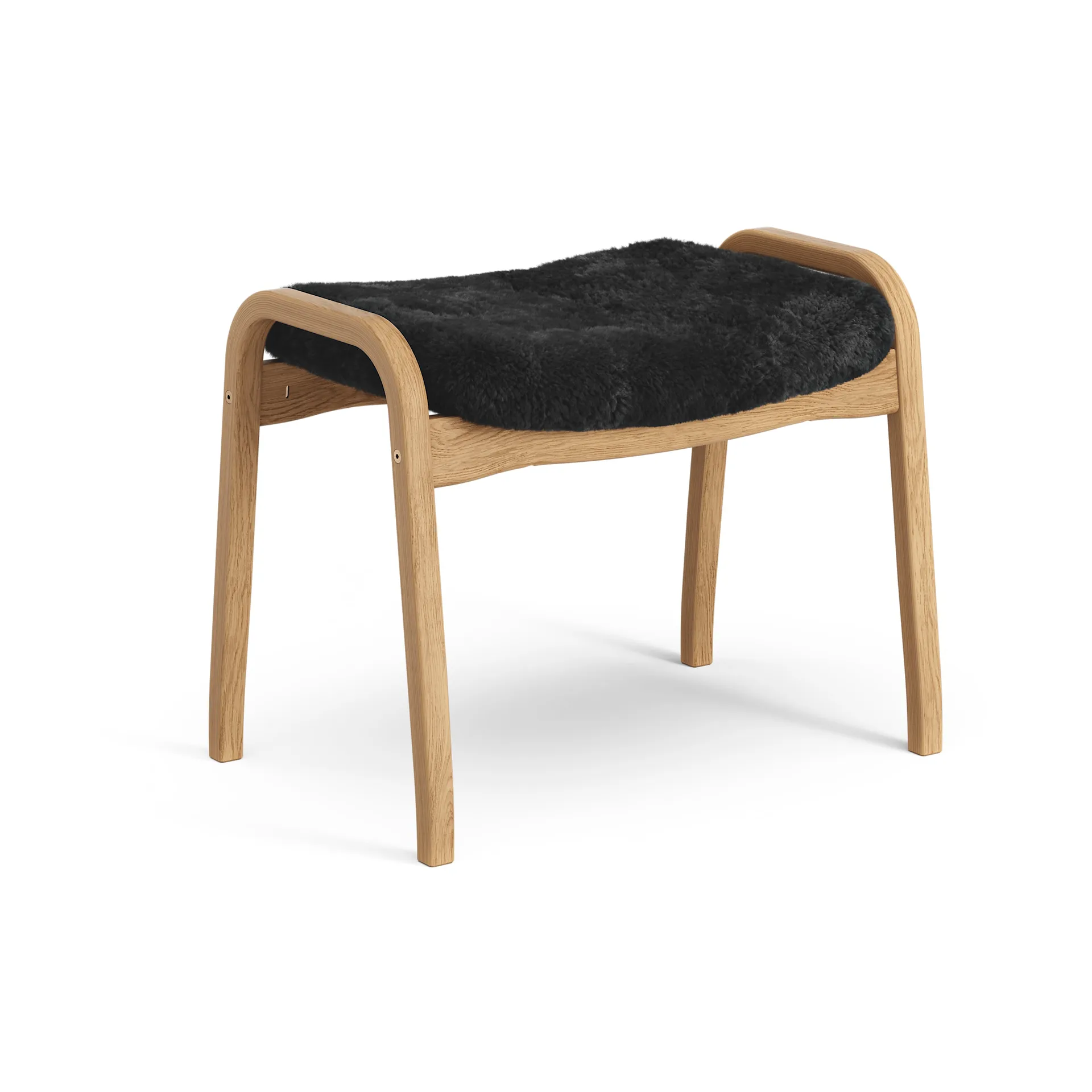 Lamino footstool, Sheepskin black-oiled oak Swedese