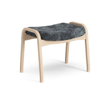 Lamino footstool - Sheepskin Charcoal-lacquered beech - Swedese