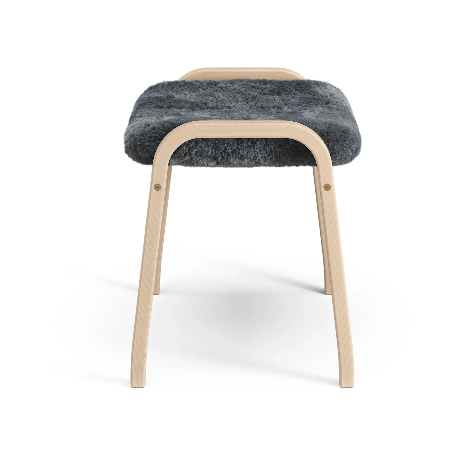 Lamino footstool, Sheepskin Charcoal-lacquered beech Swedese