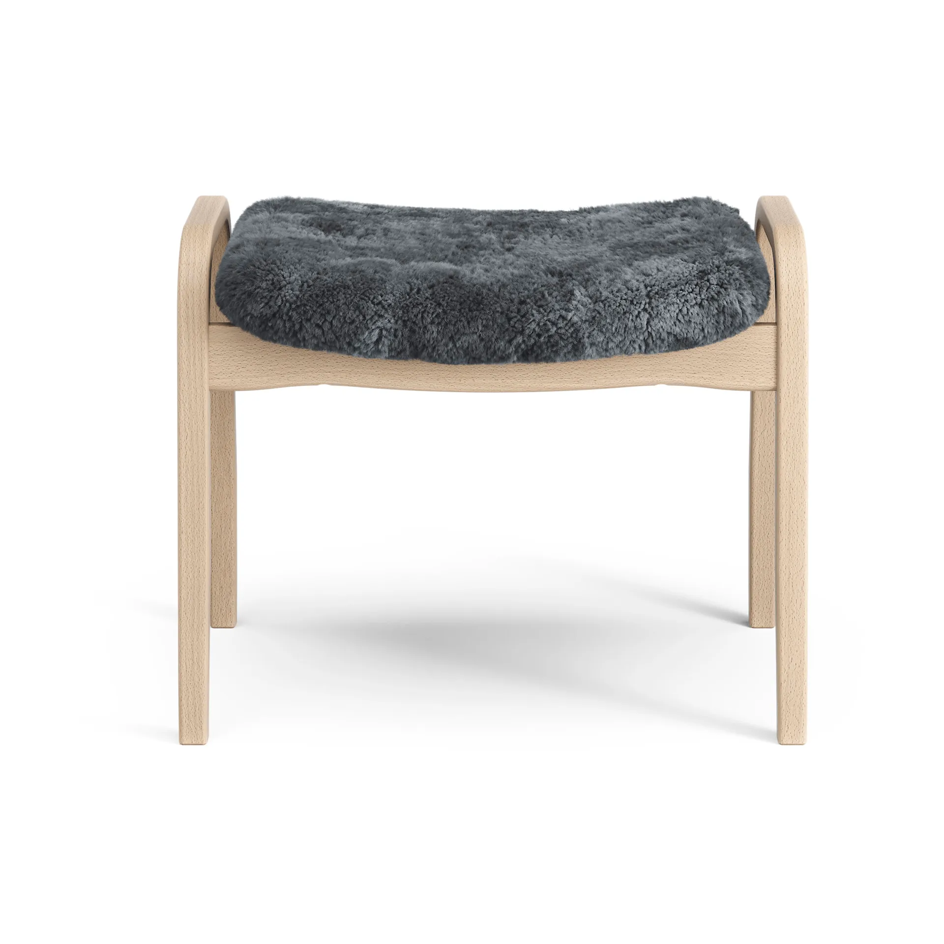 Lamino footstool, Sheepskin Charcoal-lacquered beech Swedese