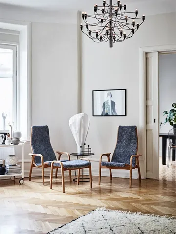 Lamino footstool - Sheepskin Charcoal-lacquered beech - Swedese